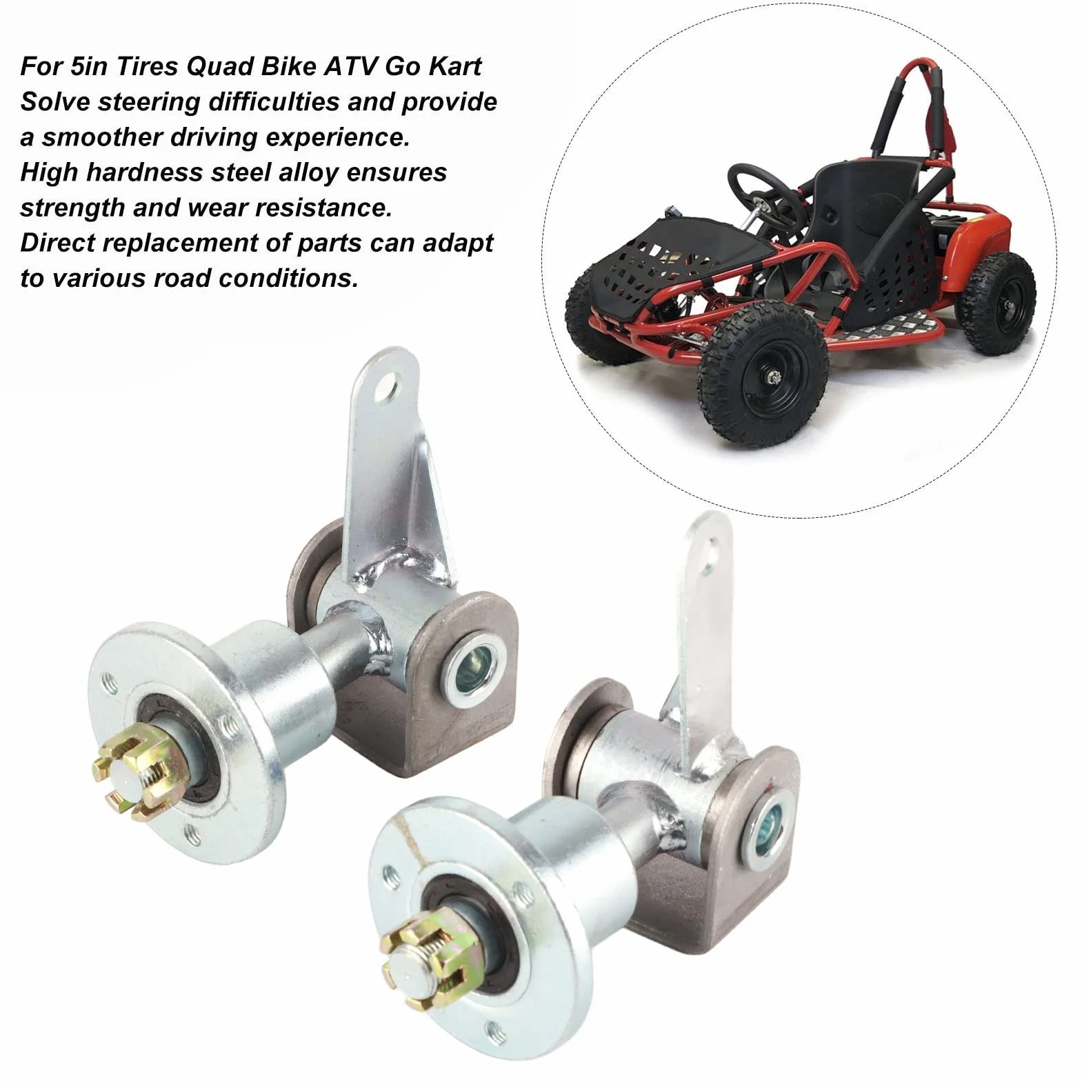Ruote Go Kart Mandrino Sterzo Go Kart Mandrino Go Kart 17Mm 3 Prigionieri Ruota Anteriore Cuscinetto Flangia Fuso A Snodo Mandrino Per Pneumatici 5In Go Kart Atv Quad Bike