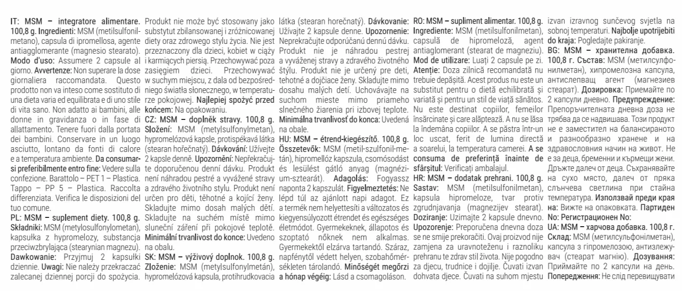 GymBeam MSM Integratore Puro 1400 mg - Metilsulfonilmetano Capsule - Zolfo Organico per Articolazioni - 120 capsule
