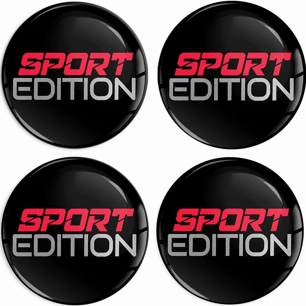 4 x 70 mm adesivi per coprimozzo ruota adesivi Sport Edition nero argento rosso A 7670