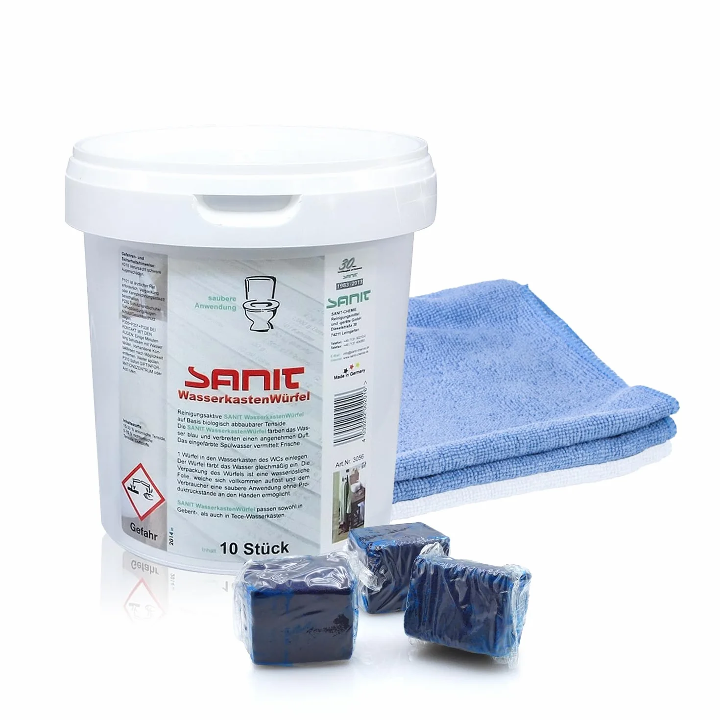 Sanit Cubi per cassetta dell'acqua 10 pezzi 40 settimane freschezza bagno panno microfibra Made in Germany