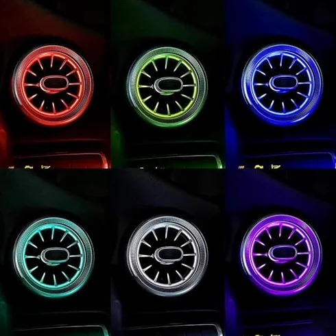 Naroote Kit di Ventilazione per Turbina LED 64 Colori C Classe GLC W205 2019-2021 ABS+PC 5 Pezzi