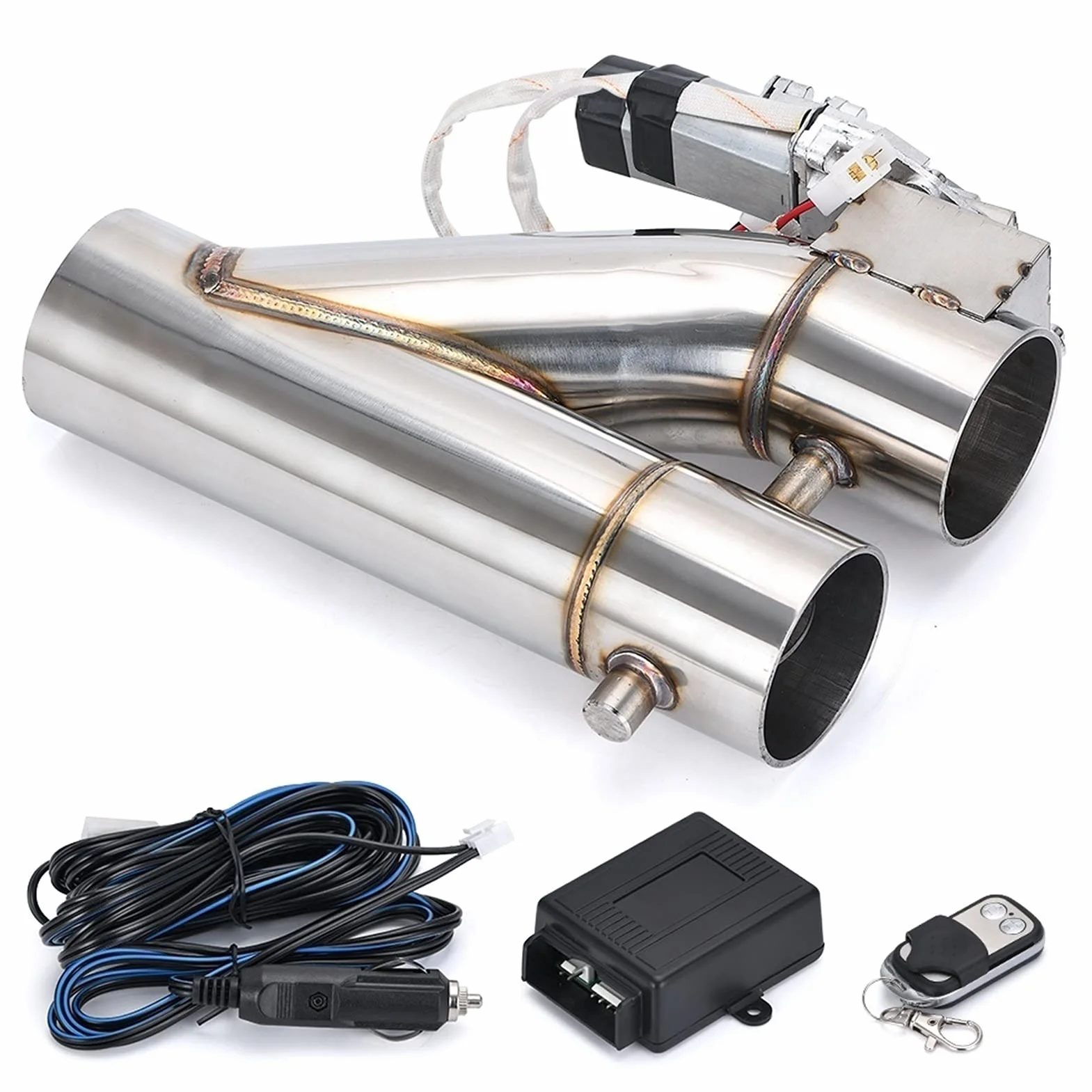 Silenziatori Valvola Doppia Con Telecomando Wireless Valvola Di Intercettazione Tubo Di Scarico Elettrica Kit Marmitta Tubo Di Scarico Universale 2" 2,25" 2,5" 3". Terminali Scarico
