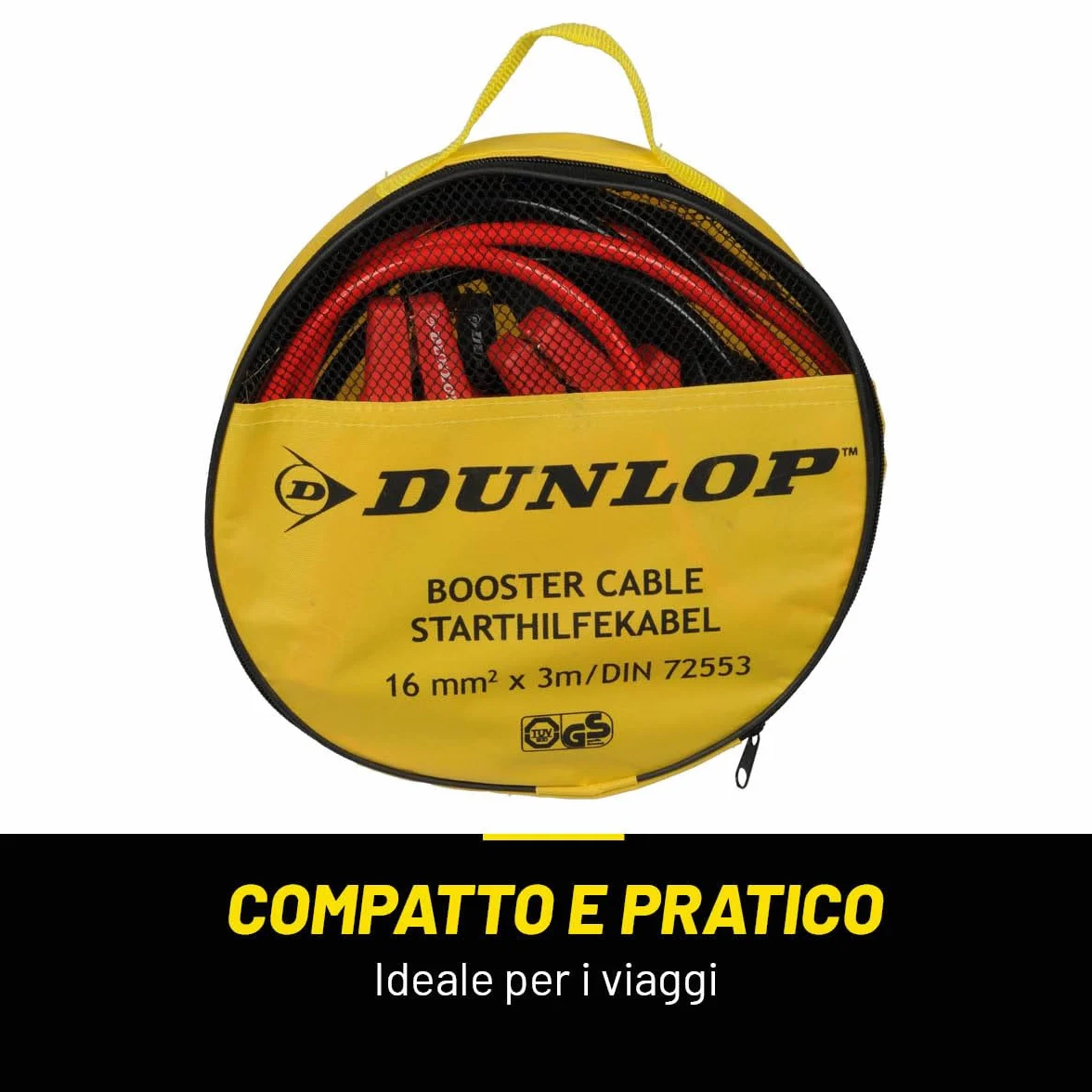 Dunlop Cavi Batteria Auto 16 mm² x 3 m con Pinze e Borsa Certificato TÜV