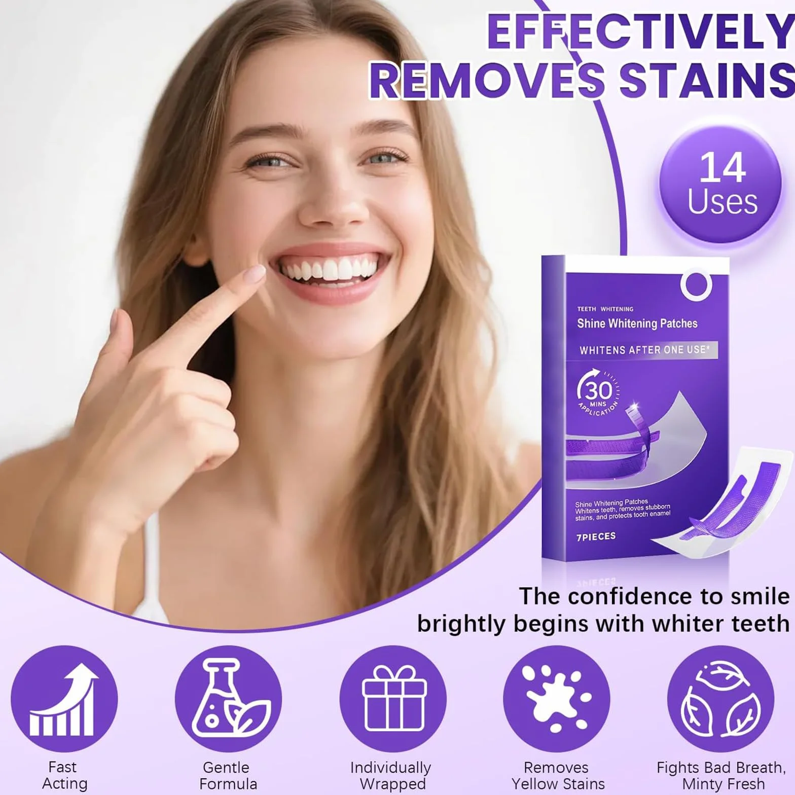 Strisce Sbiancanti Viola 7 Trattamenti Sicuro per lo Smalto Dentale Senza Sensibilità