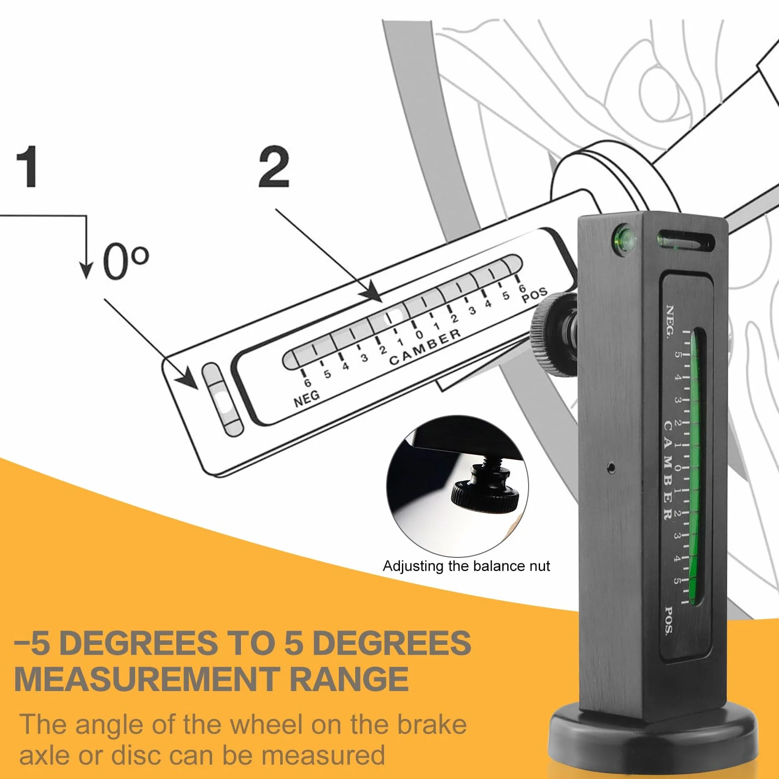 Allineamento Camber, Strumento di Allineamento Ruote Auto, Magnetometro per Riparazione Pneumatici Camper e Camion