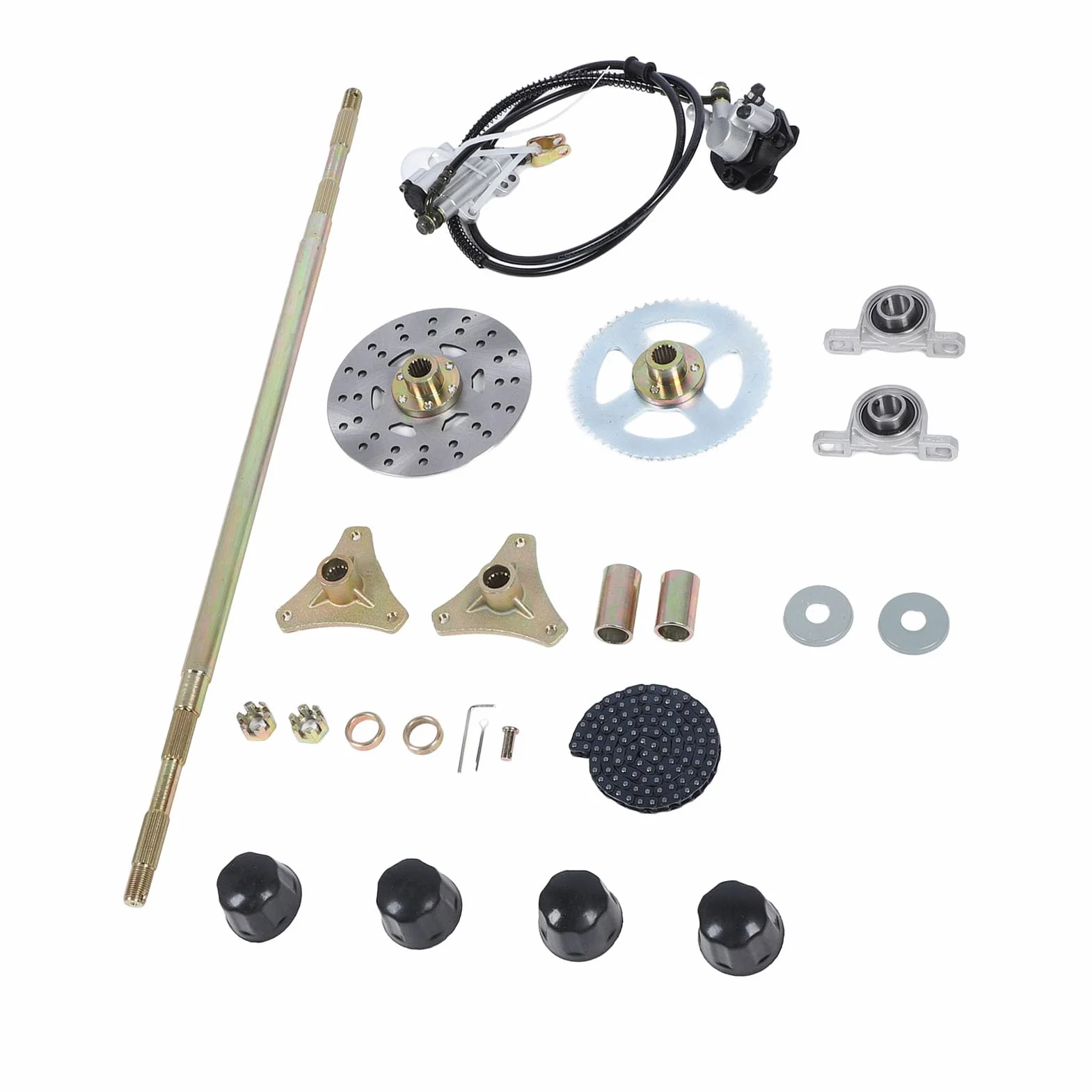 Sxhlseller Kit Assemblaggio Assale Posteriore 74cm Go Kart, Kit Assale in Metallo con Componenti e Catena del Freno per Quads ATV