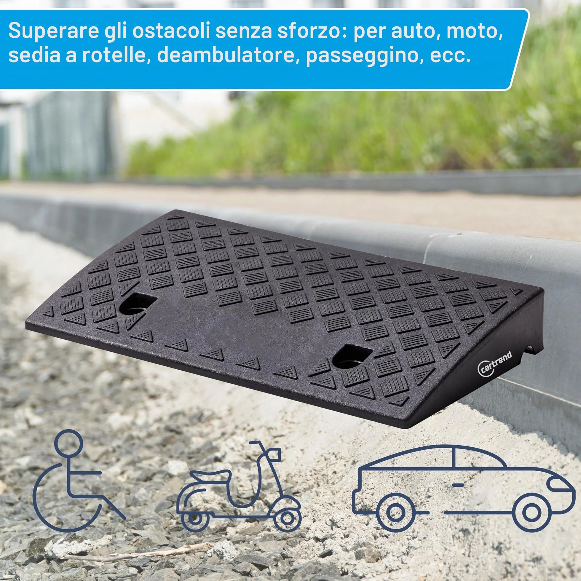 Cartrend 10646 - Rampa carrabile per marciapiede, Nero, 50 x 27 x 7 cm, Set di 2