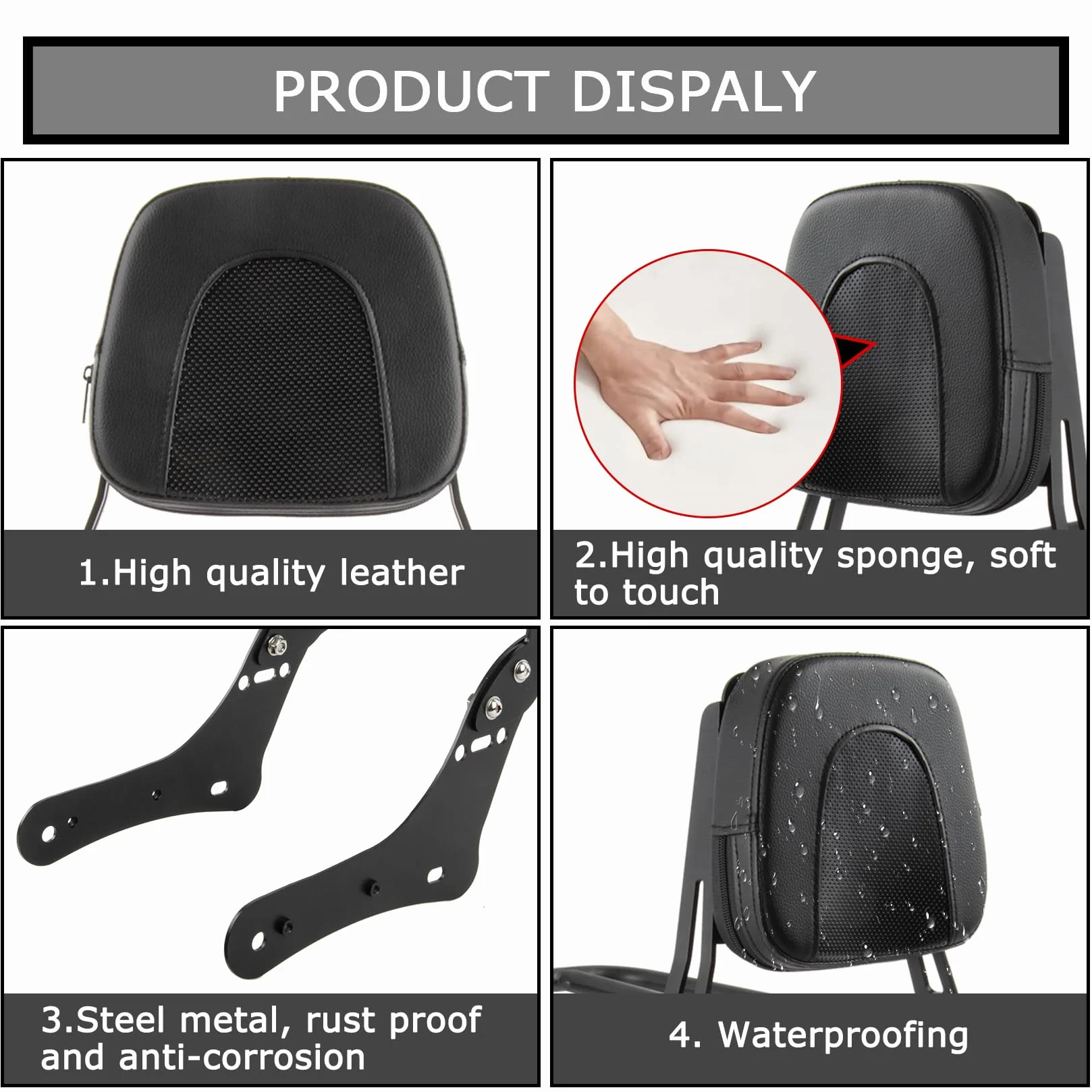 PSLER Schienale Posteriore per Moto con Portapacchi per Vulcan S VN650 EN650 S650 2015-2024, Sissy Bar per Schienale Passeggero con Supporto per Carico Accessori Moto