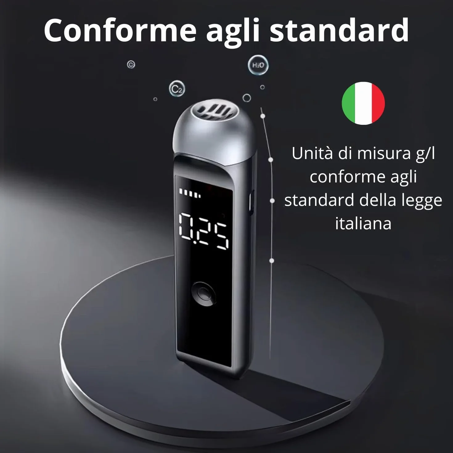 domyno Etilometro Portatile Alcol Test con Display LCD Tascabile Carica USB Alta precisione Certificato CE