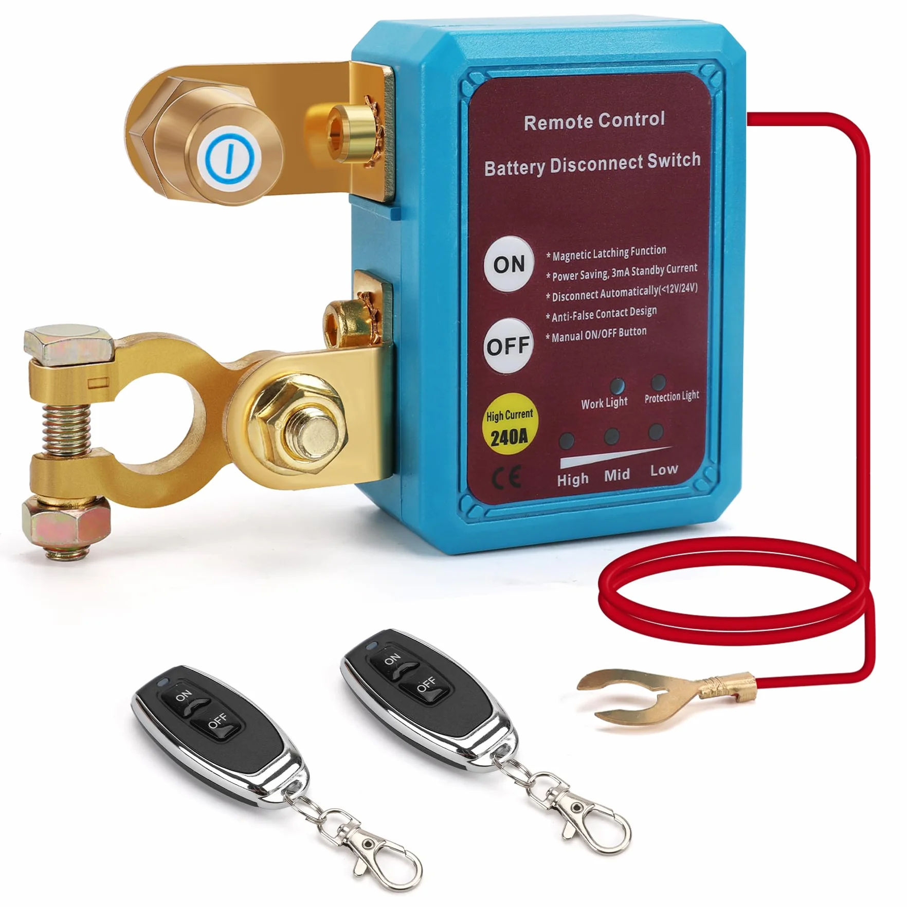 Stacca Batteria 12V per Auto con Telecomando, 240A Remoto Auto Stacca Batteria Senza Fili, 12V Staccabatteria Automatico Interruttore di Scollegamento Batteria per RV ATV Camion Barca