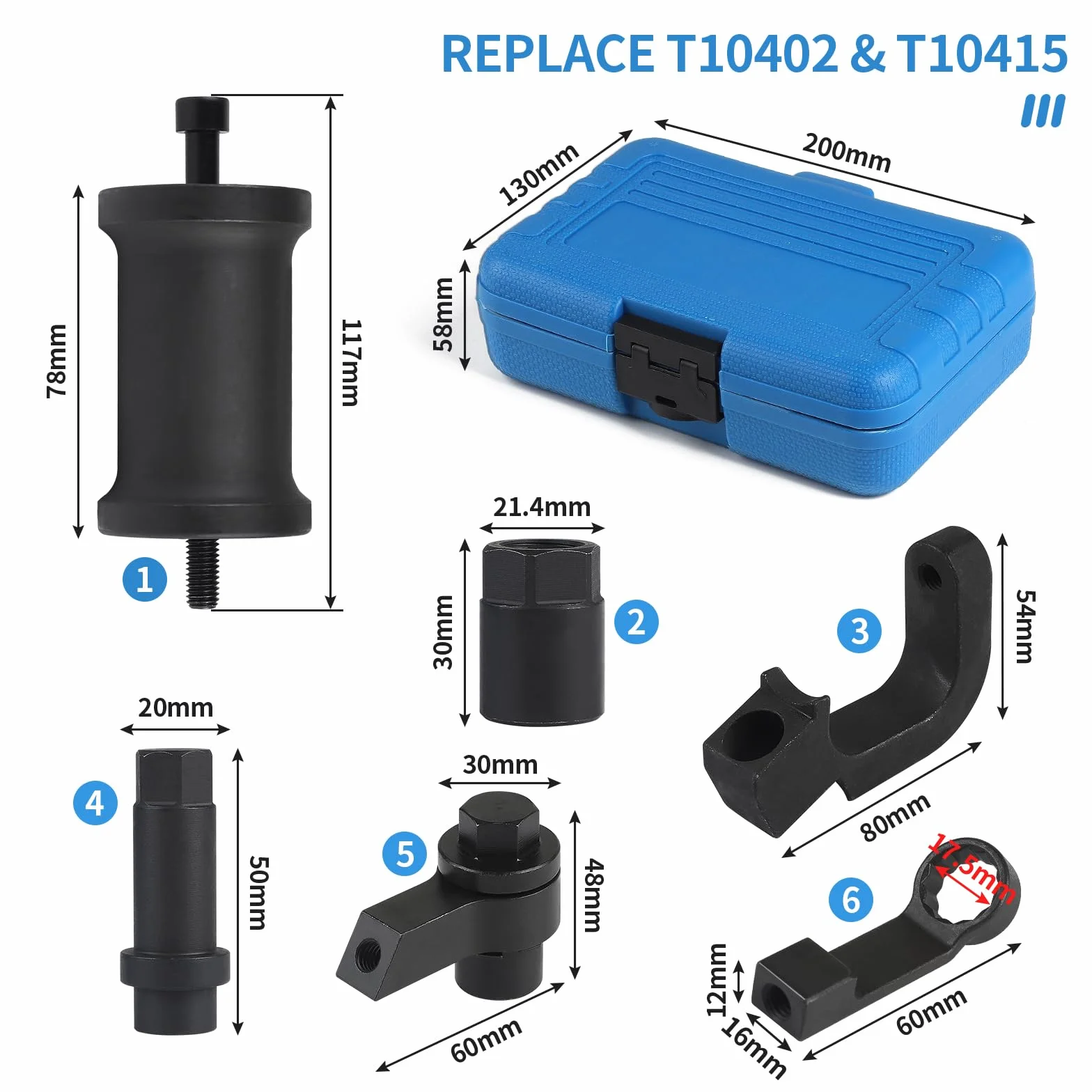 Estrattore Iniettori Diesel Compatibile Audi VW VAG 1.6 2.0 TDi T10402 T10415 con Martello di Scorrimento 5 Adattatori