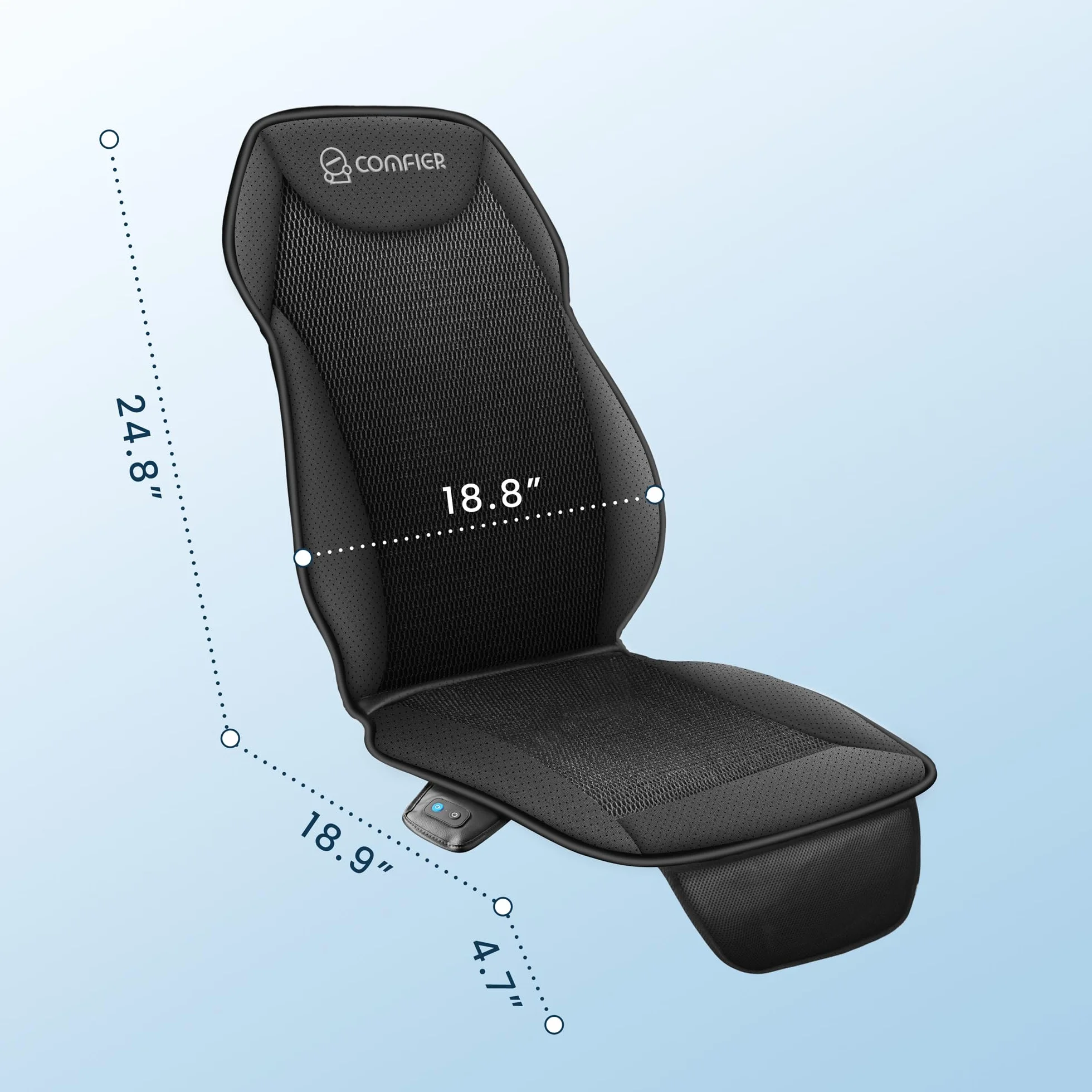 COMFIER Cuscino Rinfrescante per Sedile Auto 12V Coprisedile Ventilato Regolabile Nero Universale