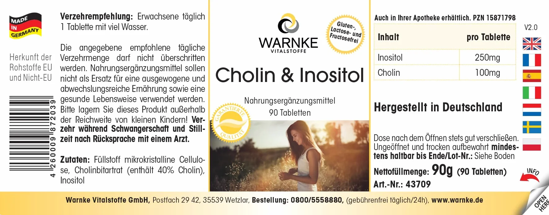 Warnke Vitalstoffe Compresse di colina con inositolo 90 Compresse