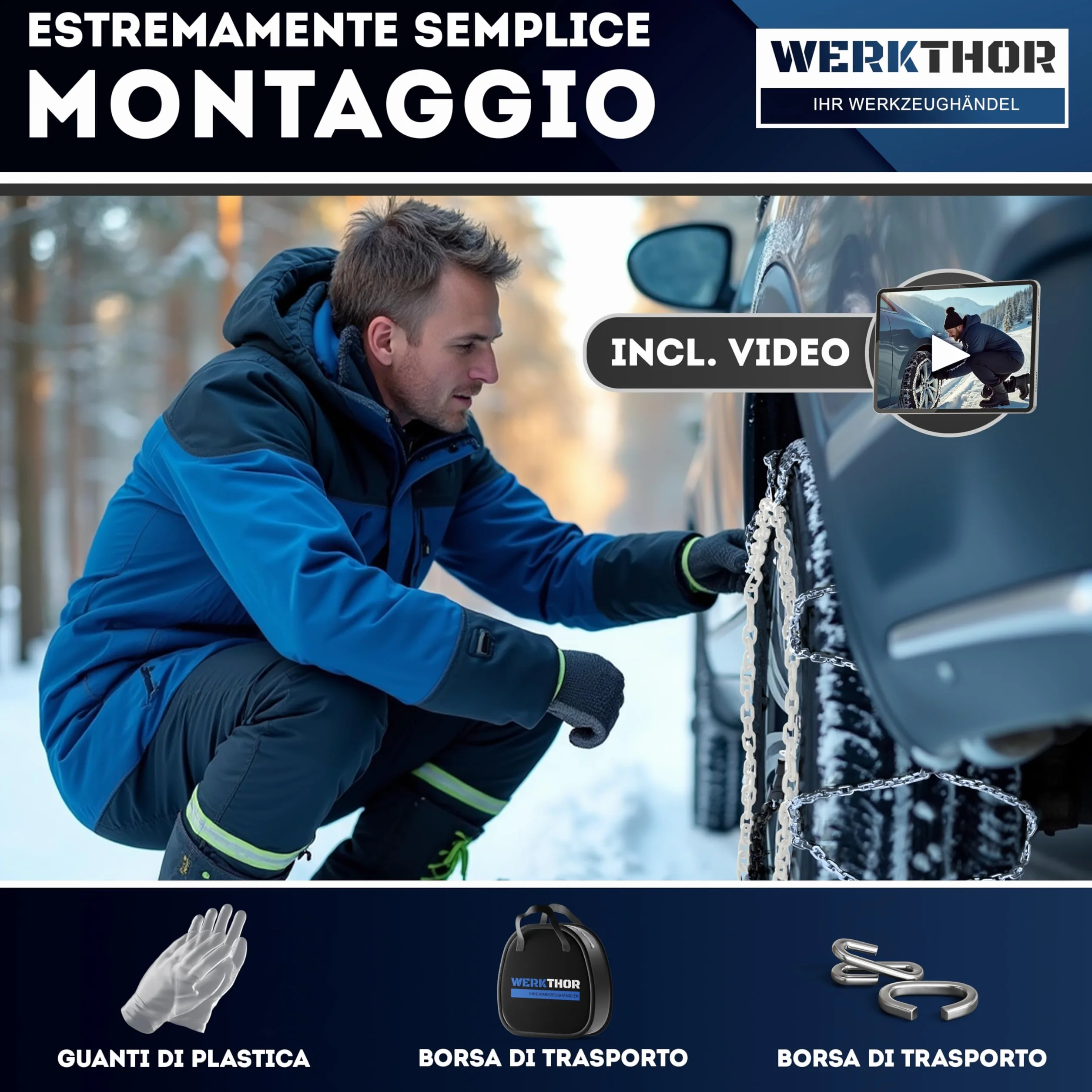 Catene da Neve Omologate per Auto WERKTHOR 2x Metallo