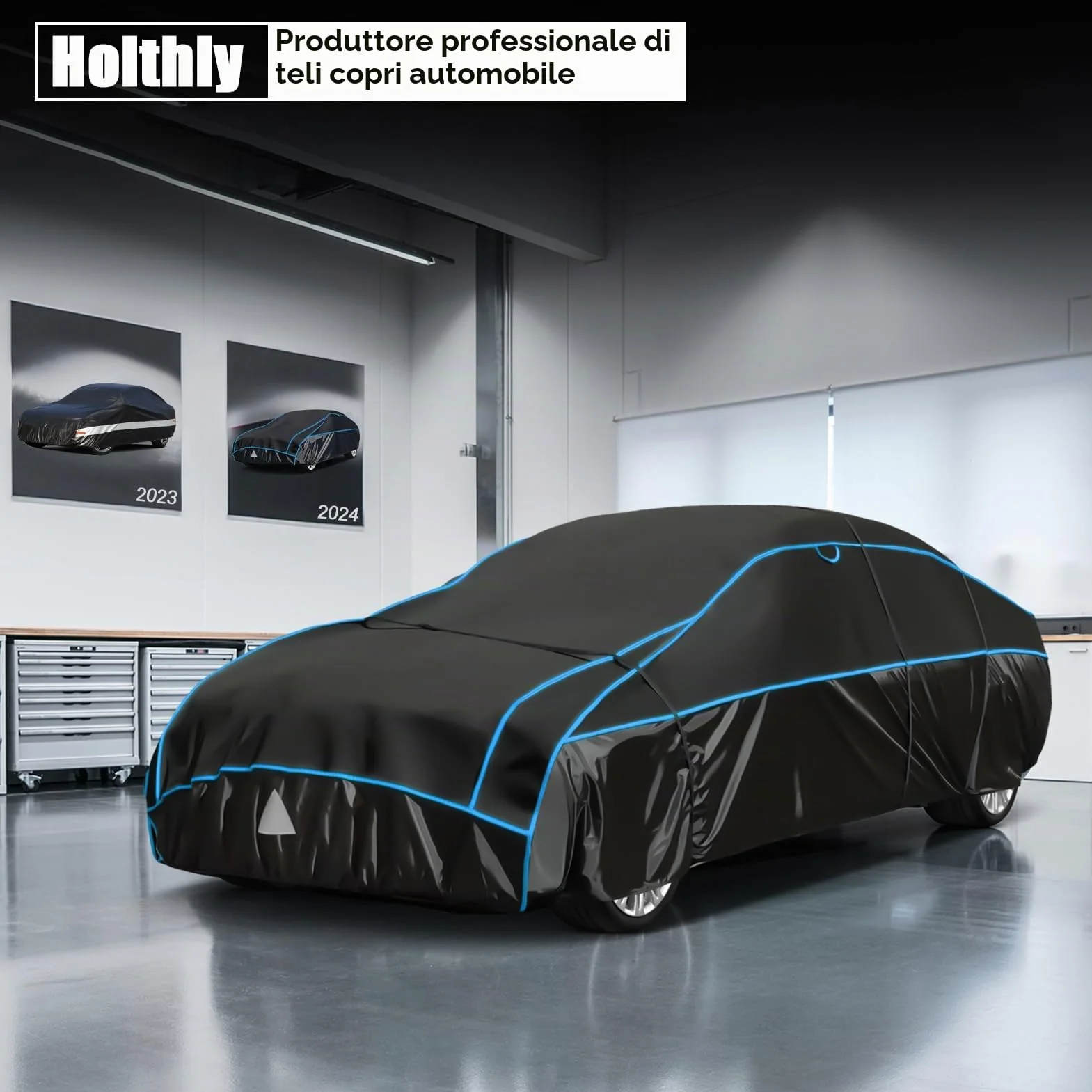 Telo Copriauto Antigrandine, Holthly Copertura Impermeabile Anti UV Vento Antipolvere, Copri Protezione Grandine Adatto per Coupé/Berlina Fino 420 a 450 cm 3M
