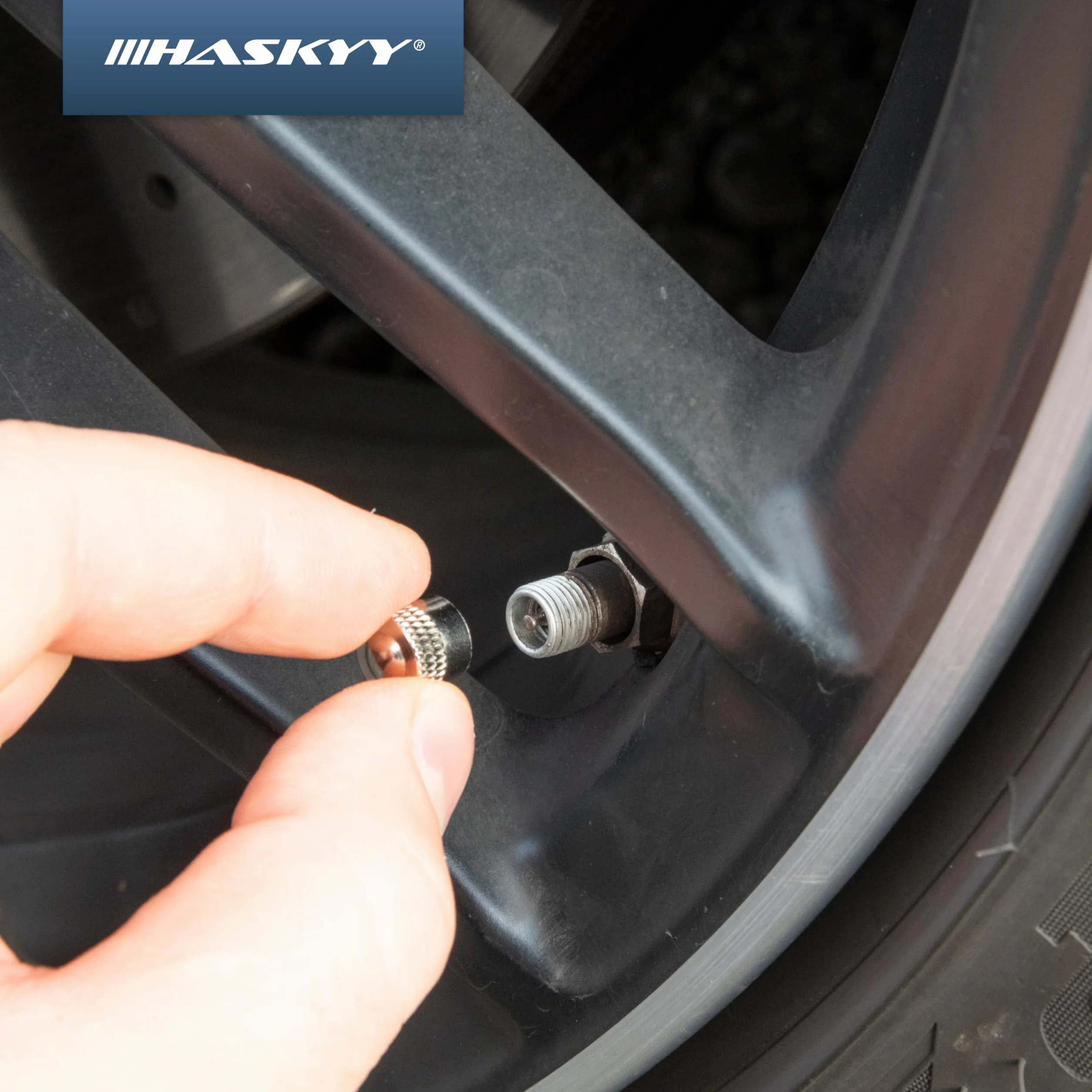 HASKYY 4 Pezzi Valvole cerchio pneumatici I universali valvole in metallo I argentate d'acciaio I 11,3mm