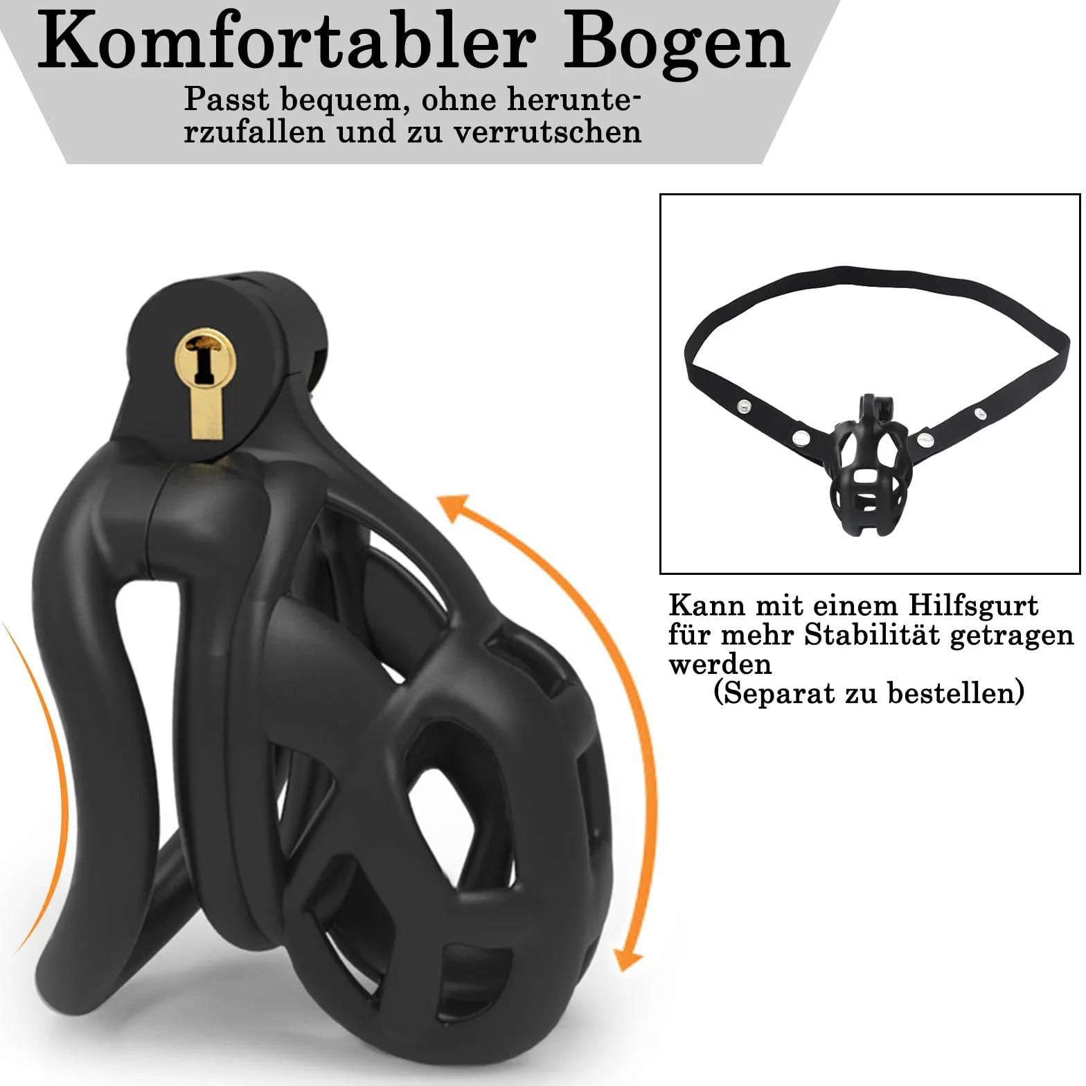 BDSMYOU Chastity Cage Gabbia per Pene Sex Toys Bondage Uomo con 4 Anelli Testicolari Arcuati (XS)