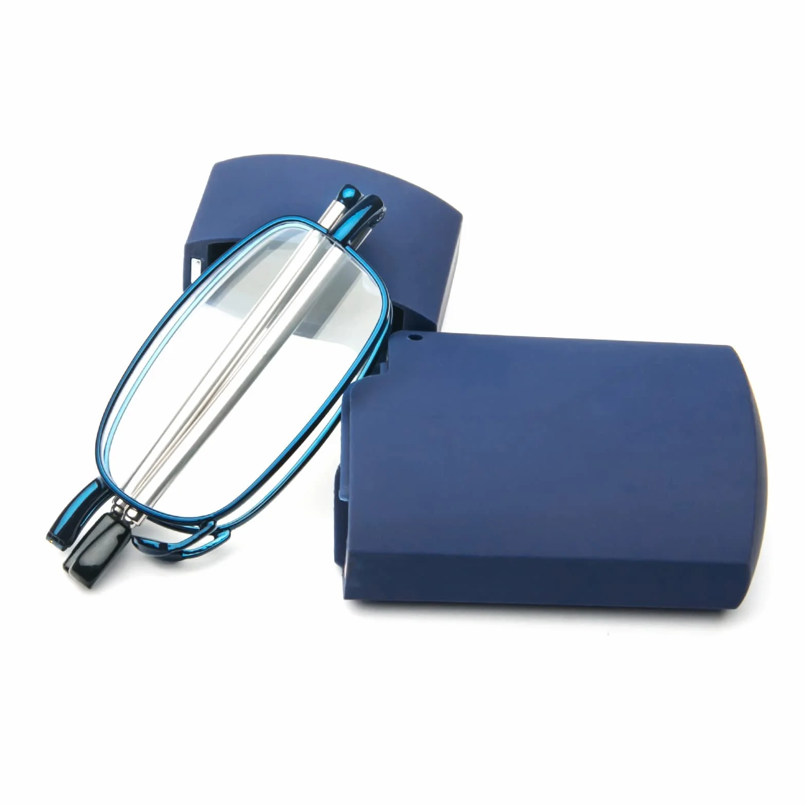 MMOWW Occhiali da lettura Pieghevoli Anti-blu con Aste Telescopiche Custodia Portatile Blu +2.0
