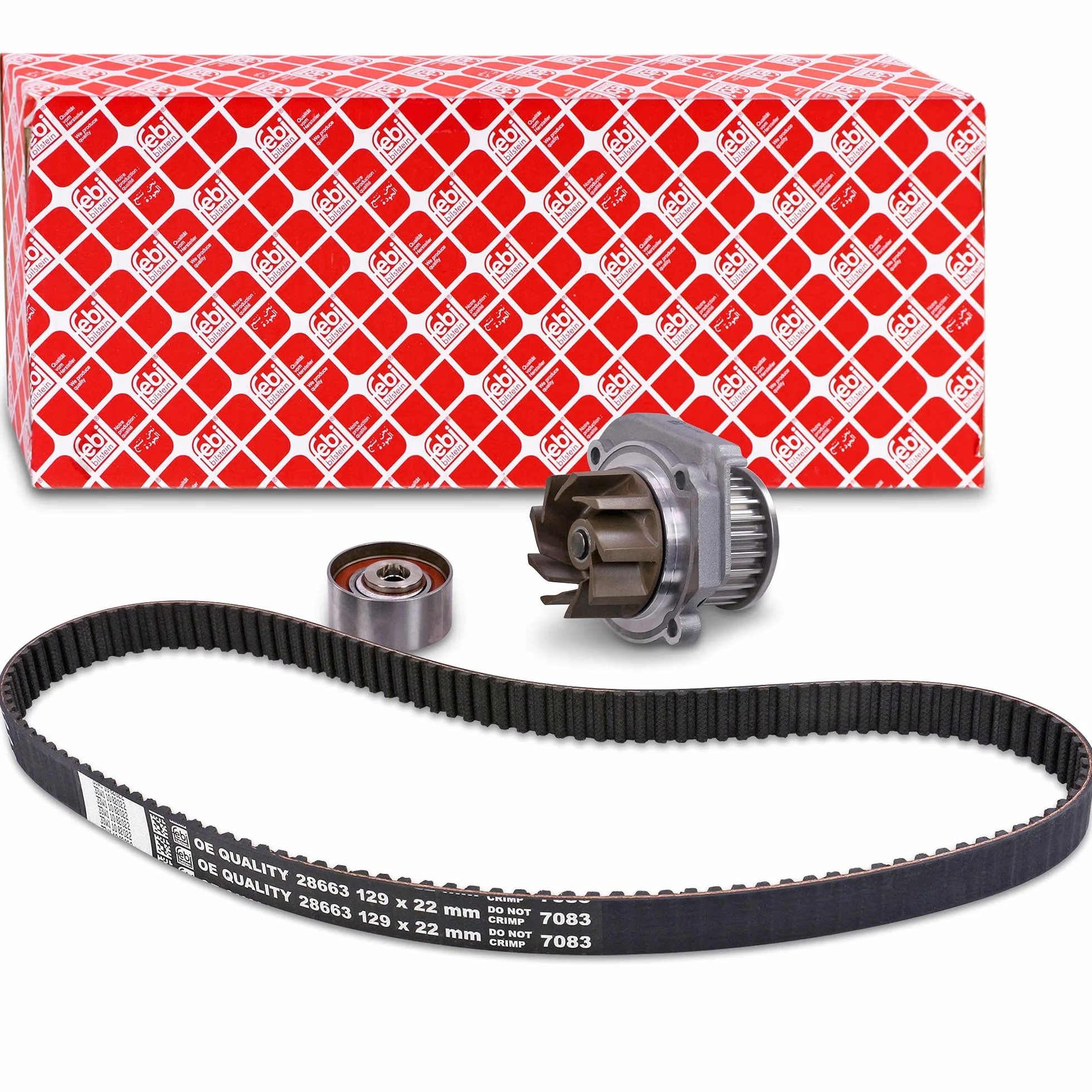 FEBI BILSTEIN Pompa acqua + Kit cinghie dentate 45176 Compatibile con: ALFA ROMEO MITO, FIAT 500, 500 C, DOBLO Großraumlimousine, DOBLO Kasten/Großraumlimousine, FIORINO Großraumlimousine