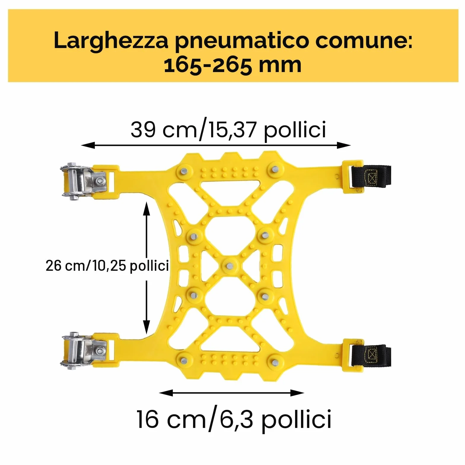 Catene Da Neve Universali Per Auto, 6 Pezzi Antiscivolo Per Pneumatici Da 165-265 mm, Adatte A SUV E Auto, Facili Da Montare Per Neve, Ghiaccio E Fango Invernale (Giallo)