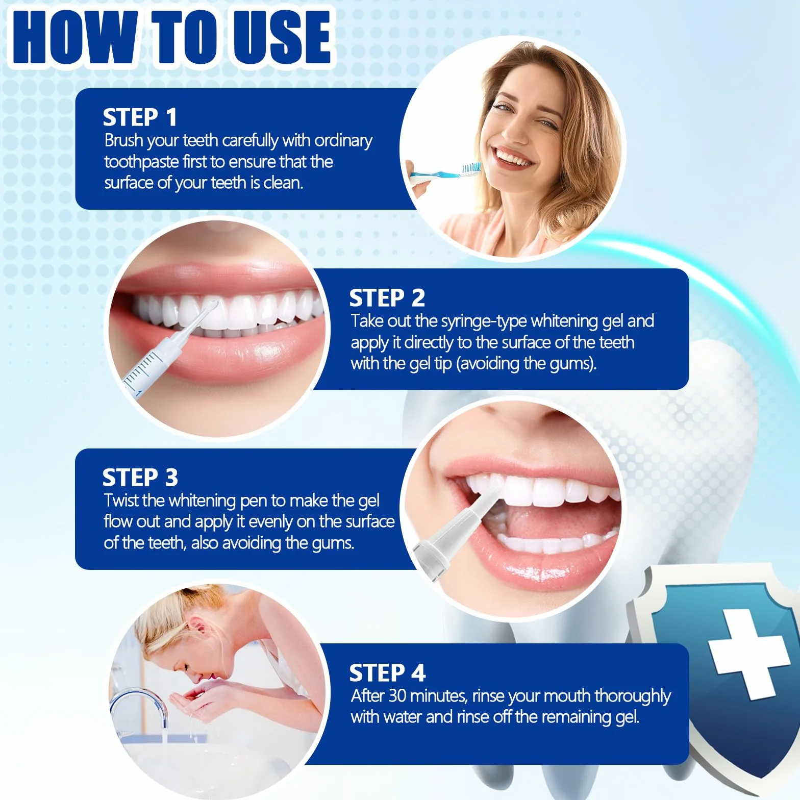Kit Sbiancamento Denti Professionale, 2 Penne Sbiancanti + 2 Gel da 3ml, Eliminare Macchie da Caffè, Tè e Fumo