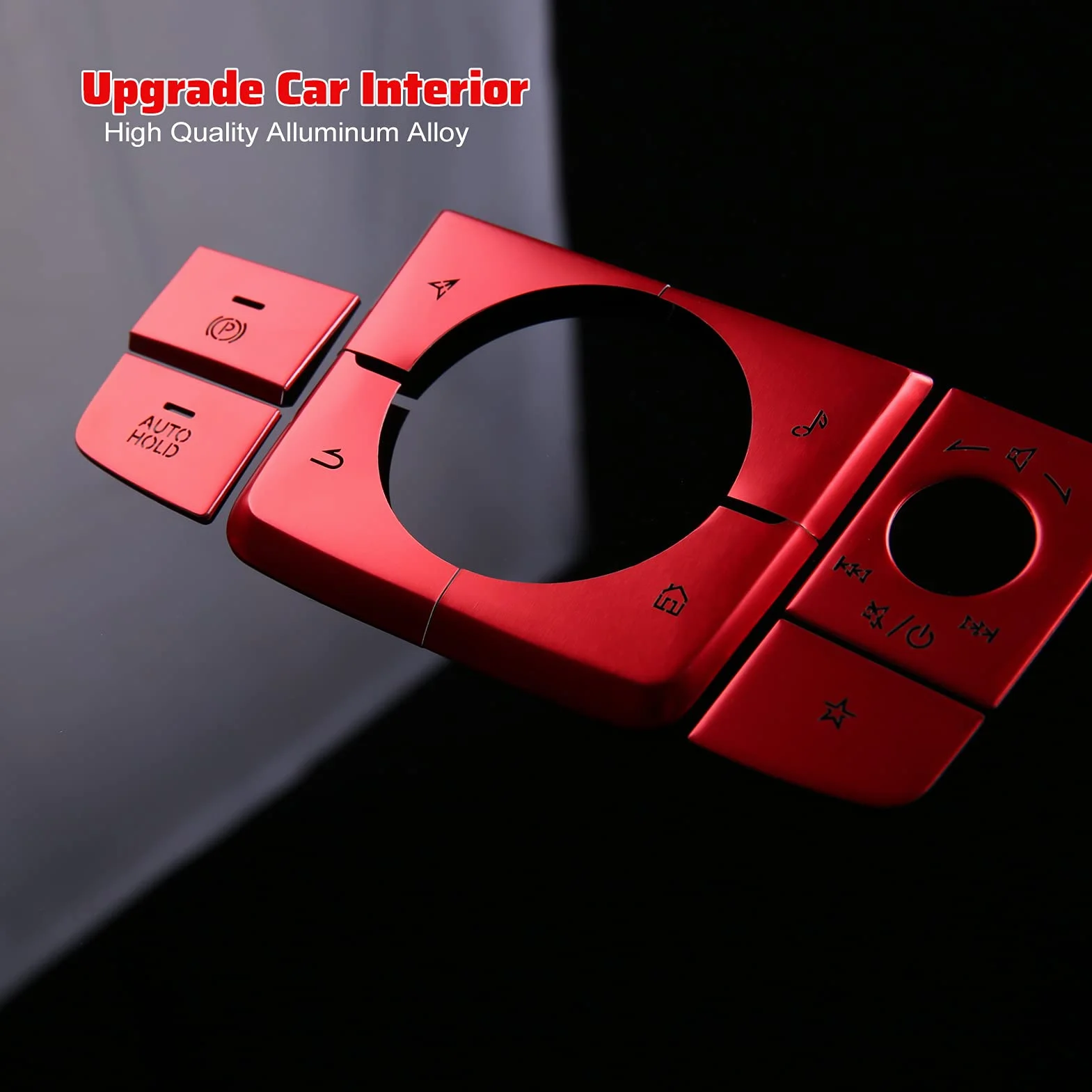 Pannello per cambio centrale, copertura per pulsanti, accessori per auto, 8 pezzi, colore rosso