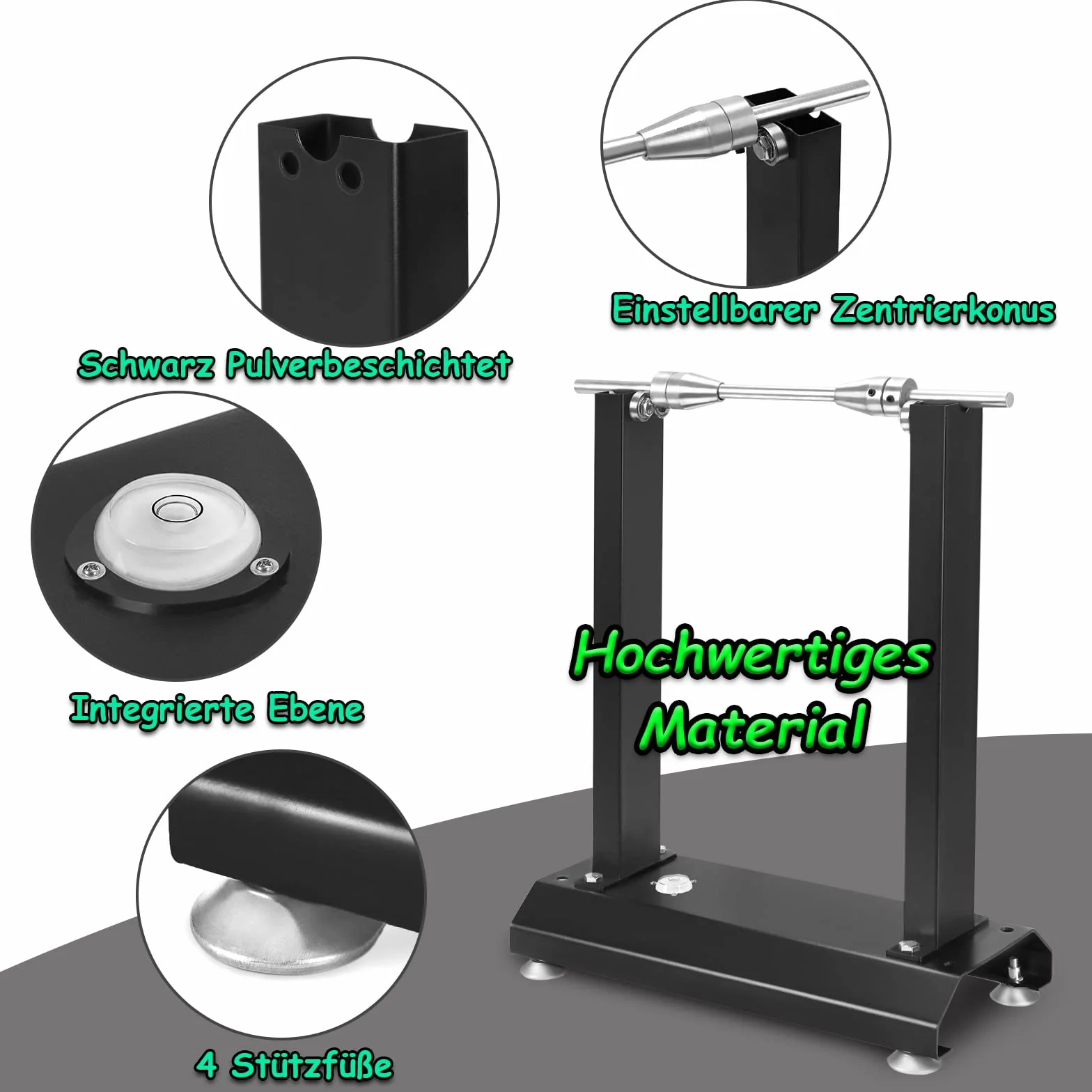 Froadp Equilibratrice per Ruote di Moto con Cono di Centraggio Regolabile Equilibratrice Bilanciatore per Ruote con Livella Integrata e Piedini di Appoggio per Moto e Scooter (40x19x50cm)