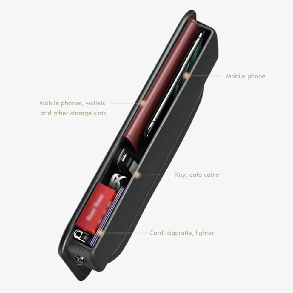 Organizzatore per Console Auto, Organizer per Riempimento Interspazio Seggiolino Auto Organizzatore Multifunzionale per Seggiolino Auto Scatola Portaoggetti Laterale per Console