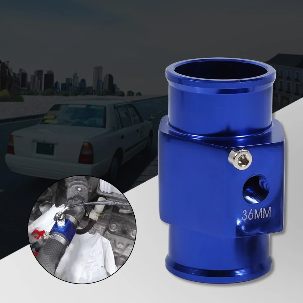 Tubo di Giunzione della Temperatura 'acqua, Adattatore per Tubo del Radiatore con Indicatore di Temperatura del Tubo di Giunzione della Temperatura 'acqua Blu 36 Mm