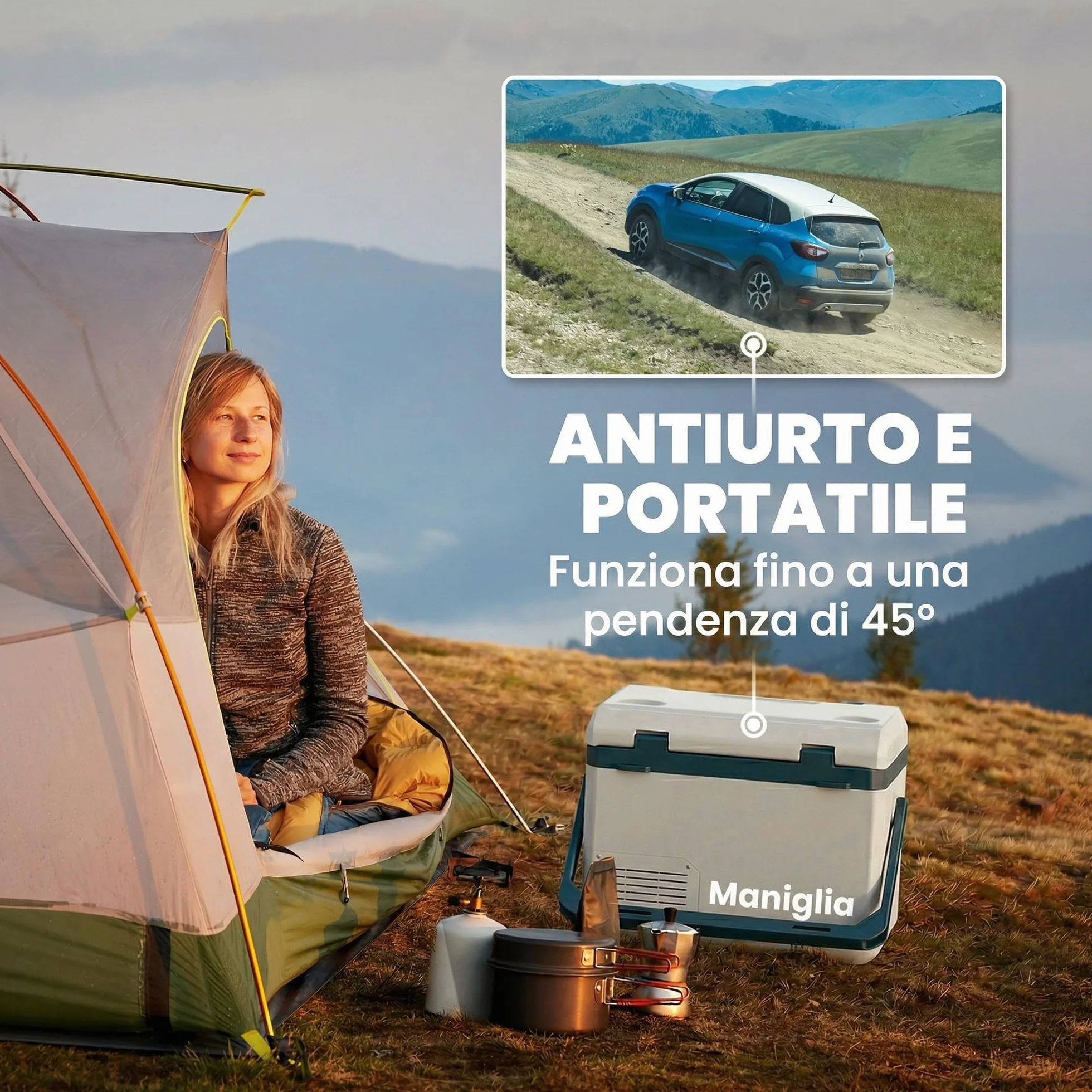 Outsunny Frigorifero Portatile 19L con Compressore, Mini Frigo Elettrico Anti-Shock, APP Bluetooth, 12V/24V/240V, -20°C a 20°C