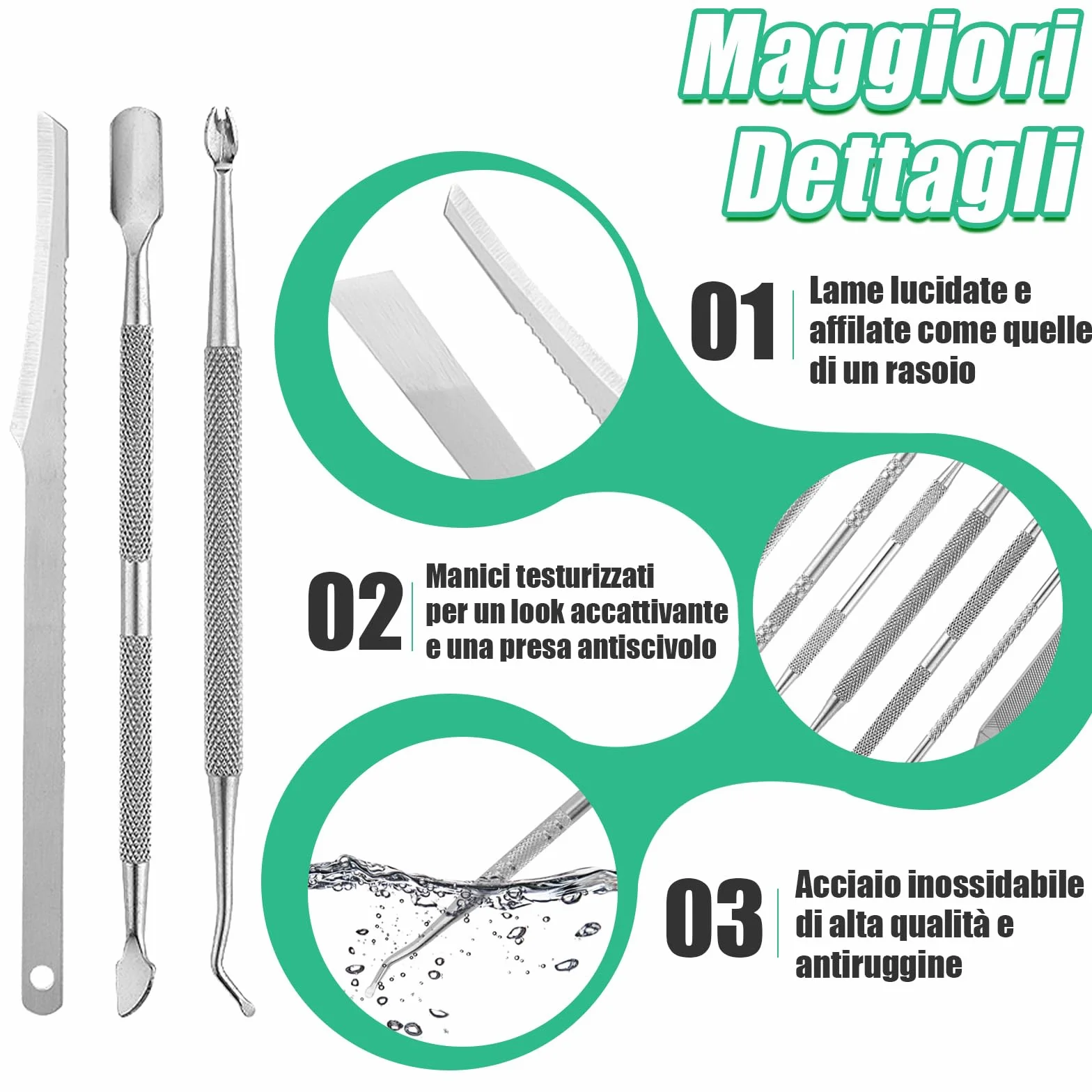 Scettar Set Bisturi per Pedicure Professionale 9 Pezzi - Rimozione Calli Duroni Pelle Morta Cuticole