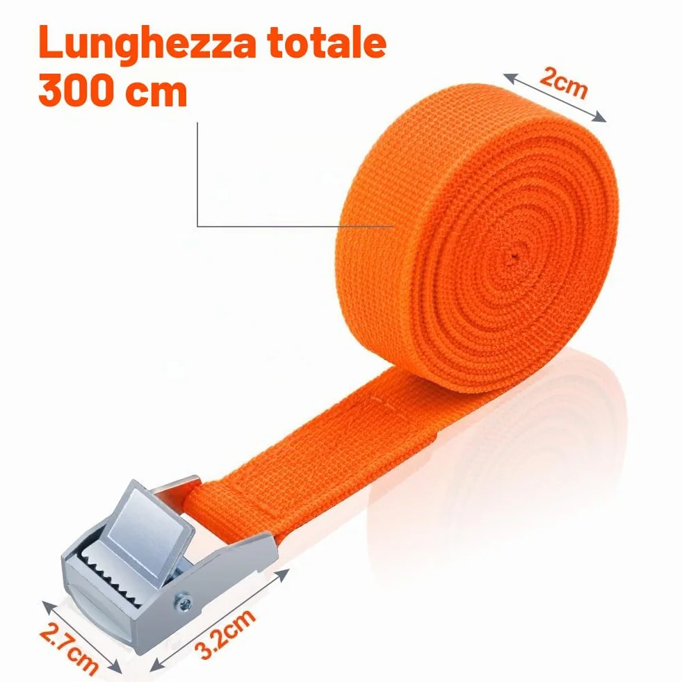 4 Pezzi 150 kg 6 M Cinghie di Tensione con Cricchetto 20 mm per Trasporto Merce