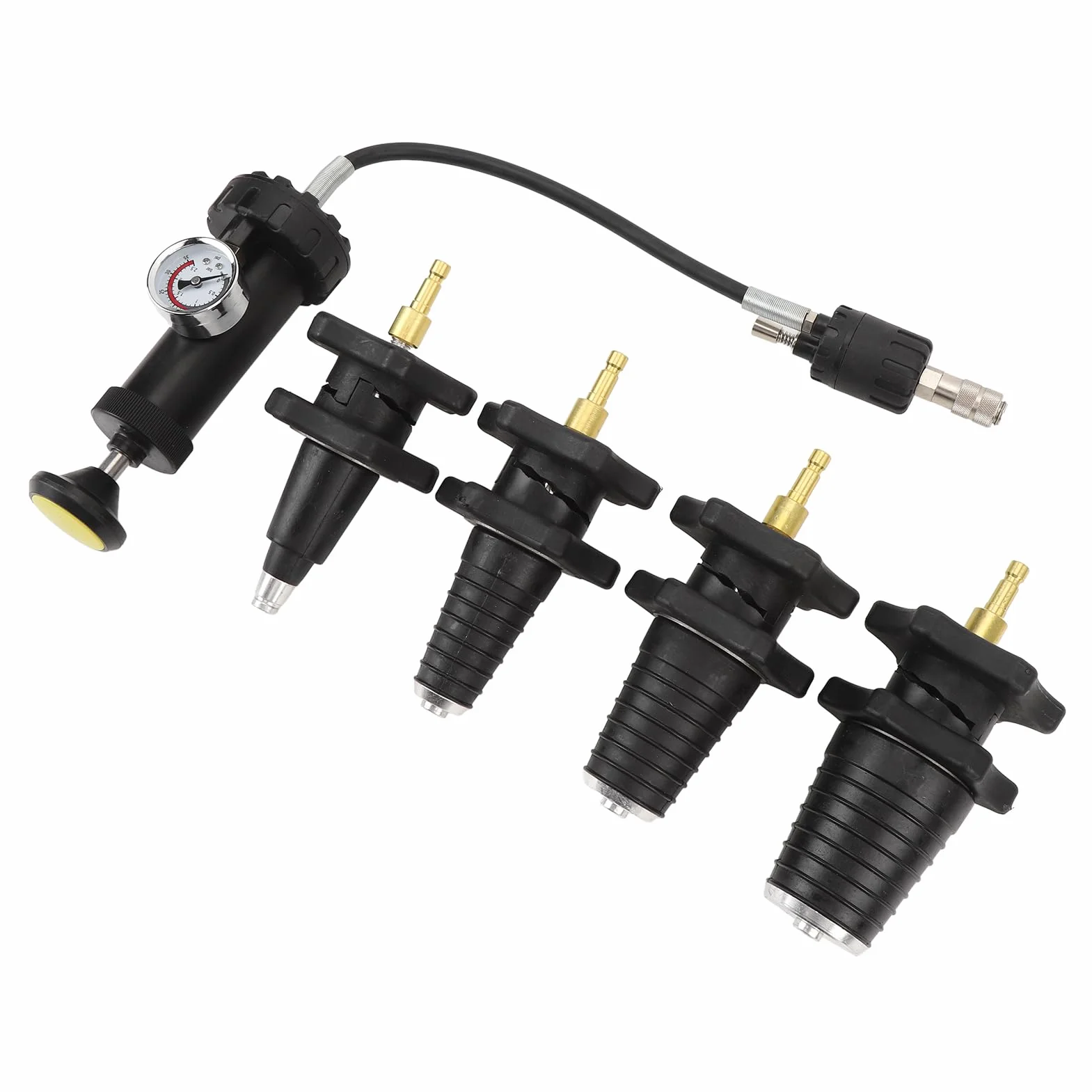 Kit per test della pressione del di raffreddamento da 5 pezzi con manometro, tester universale per la pressione del radiatore automobilistico, strumento diagnostico del di