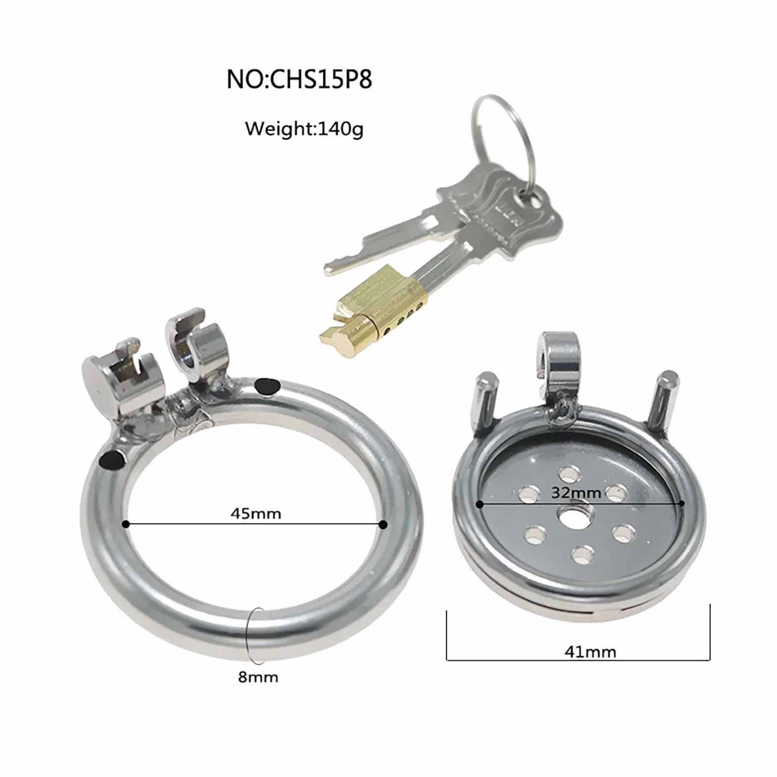 Flat Chastity Cage Uomo Small Metal Cock Cage Erotici Sexy Per Coppie (45MM)