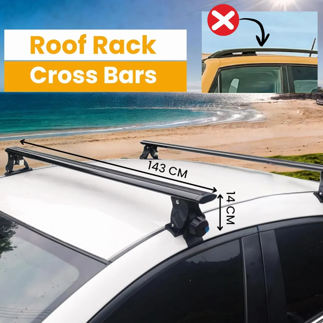 Barre Portatutto per Auto senza Railing Portapacchi da Viaggio