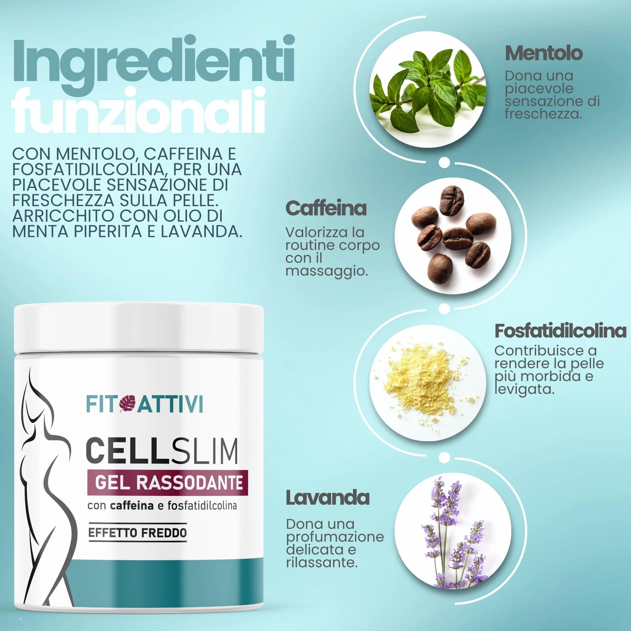 Crema Anticellulite Forte Rassodante Tonificante Effetto Freddo 550ml z Caffeiną, Mentolem i Fosfatidilcoliną, do Nóg, Pośladków i Brzucha