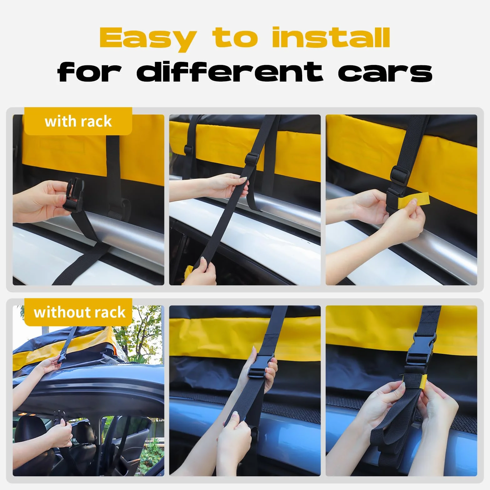 Borsa Da Tetto Per Auto Impermeabile, Box Tetto Auto Con Tappetino Antiscivolo, Box Da Tetto Auto Adatta a Tutti i Veicoli Con/Senza portapacchi (15 Piedi Cubi)
