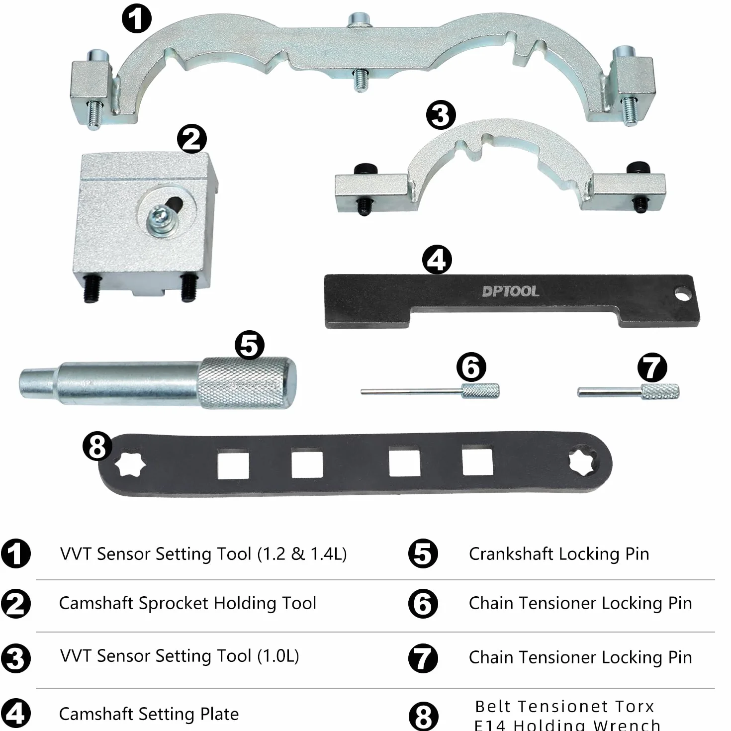 DPTOOL Kit di Strumenti per la fasatura dell'albero a camme del Motore Turbo Compatibile con Motore Vauxhall Opel Aveo Cruze Orlando 1.0 1.2 1.4 2009-2020