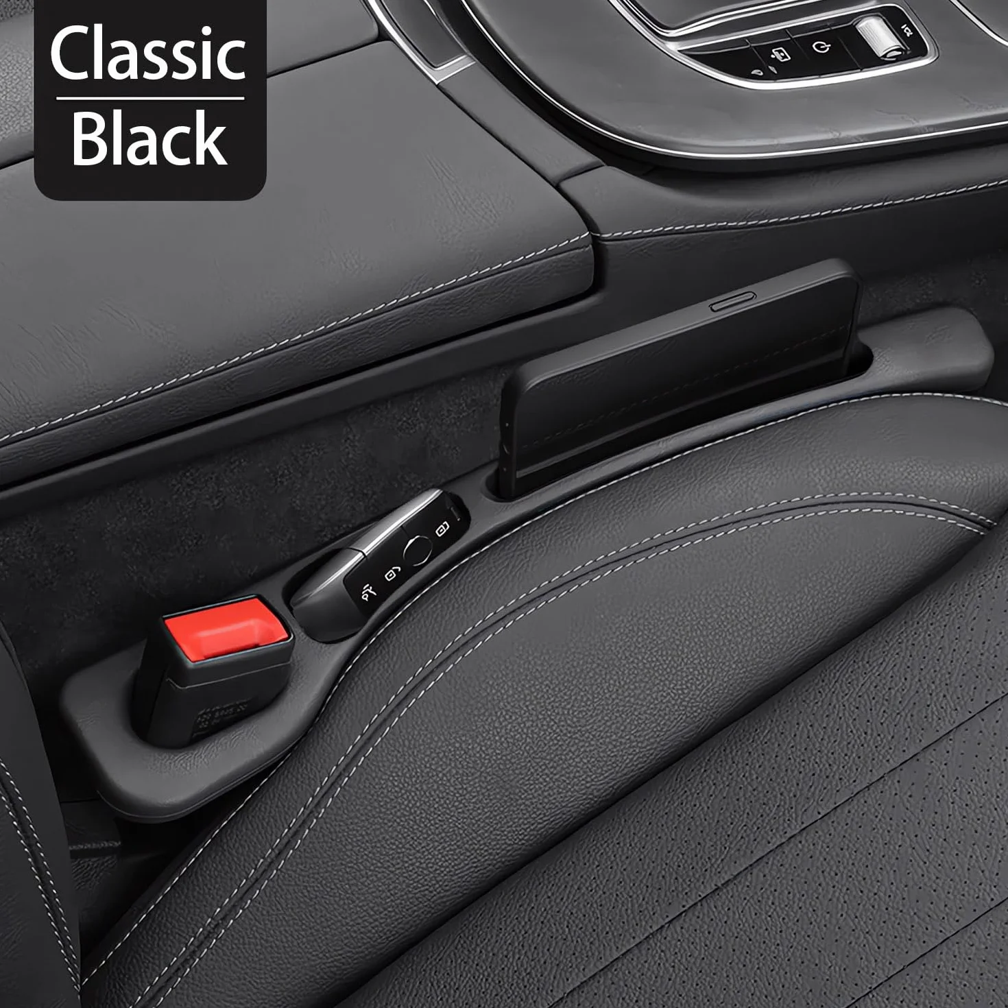 2 Pezzi Auto Riempitivo per Sedili (4 Pezzi Ganci per Auto) Car Seat Gap Strips, Riempitivo per Auto Adatto alla Maggior Parte dei Modelli di SUV Accessori per Camion.
