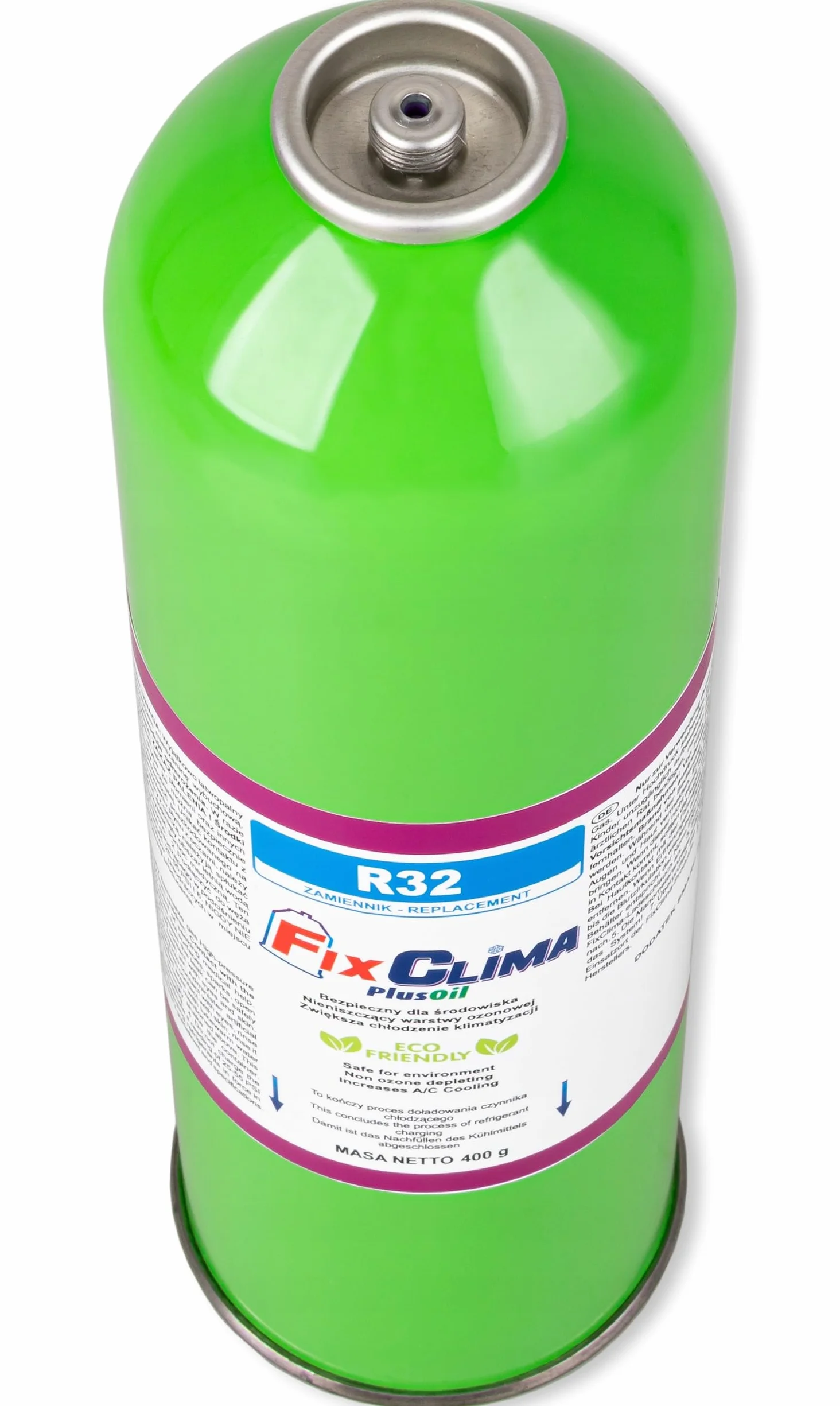 FixClima R32 - Refrigerante 2 x 400 g, con tubo, manometro e adattatore, gas di ricarica per condizionatori d'aria per sistemi split e monoblocco, forte capacità di raffreddamento, qualità