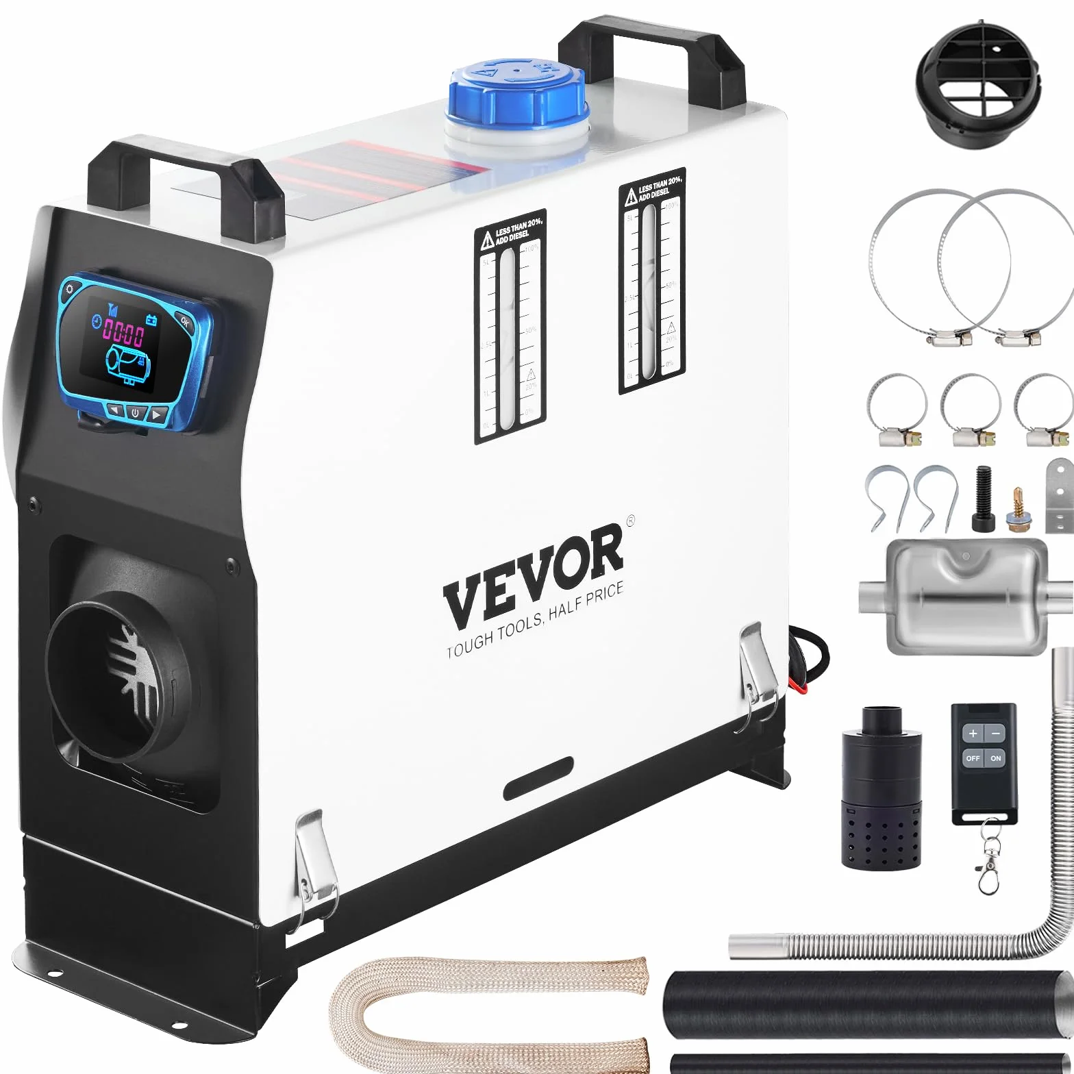 VEVOR Riscaldatore ad Aria Diesel 12V, Riscaldatore di Parcheggio, Riscaldatore per Camion 8KW all in One Interruttore Schermo LCD, Riscaldamento da Parcheggio, Air Heater Diesel 12V 8KW