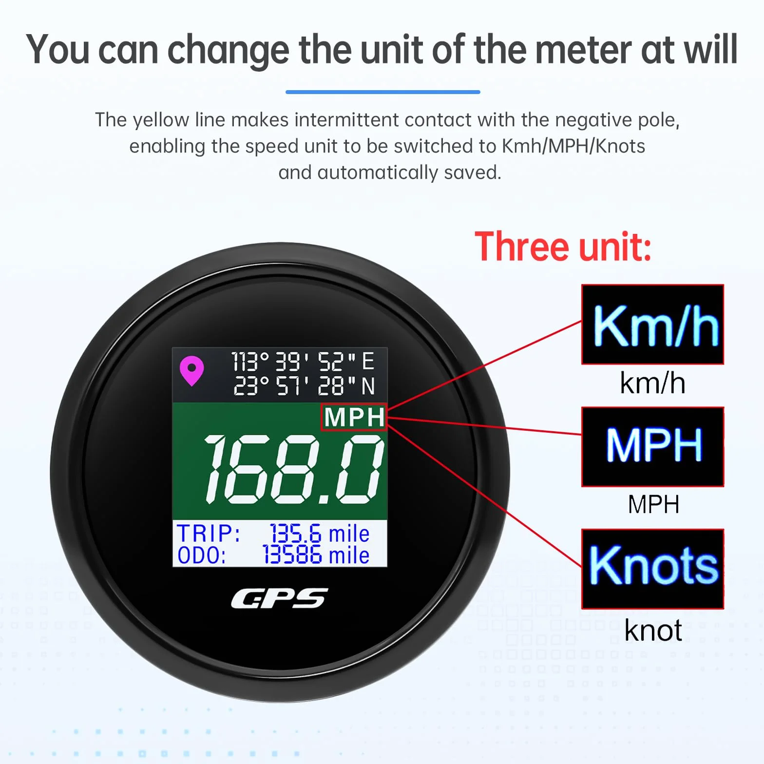 52 mm GPS tachimetro digitale impermeabile barca Km/h mph nodo antenna GPS regolabile 9-32 V fit auto camion moto marina