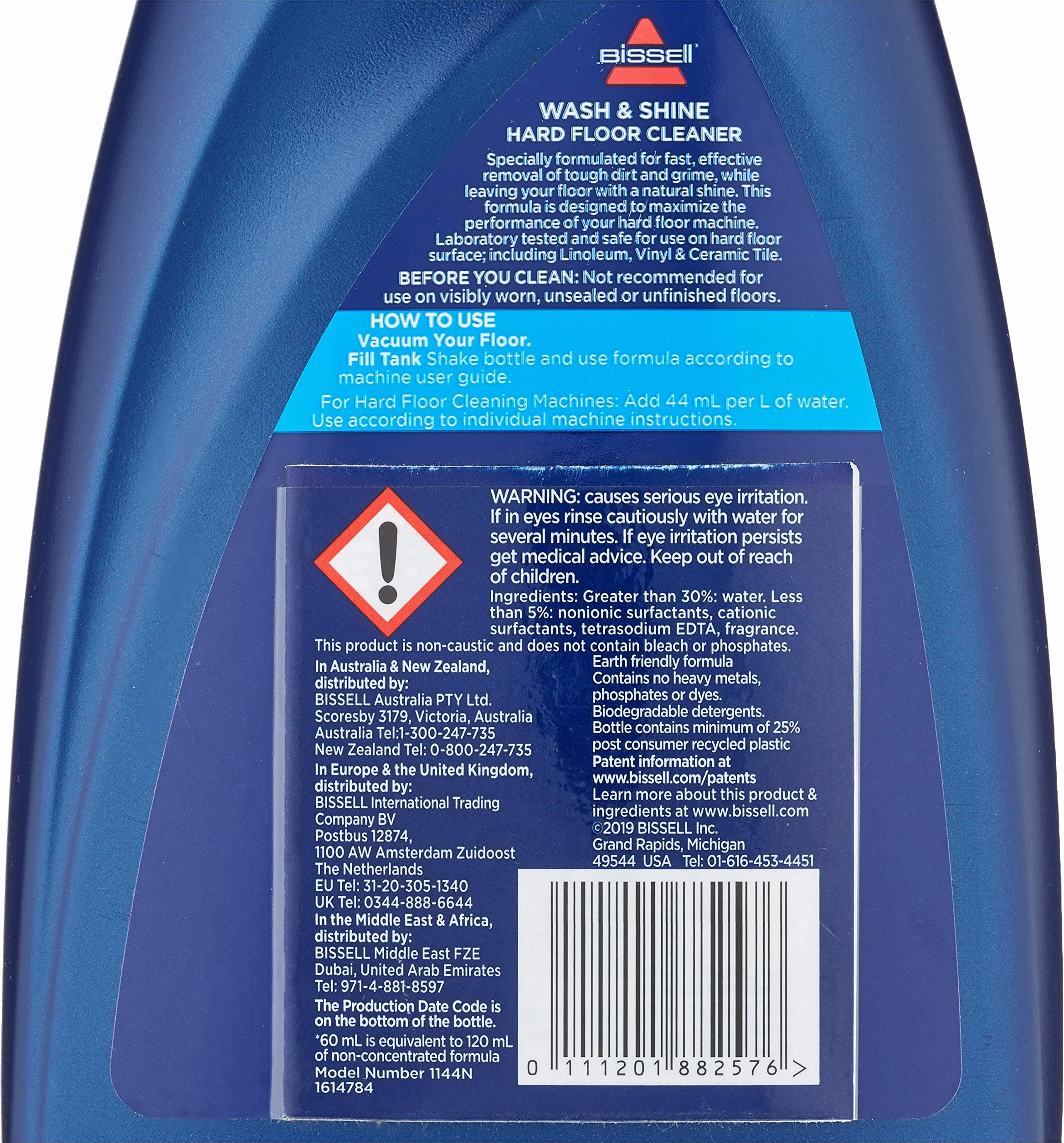 BISSELL 1144N Wash & Shine Detergente Pavimenti Duri, 1 litro