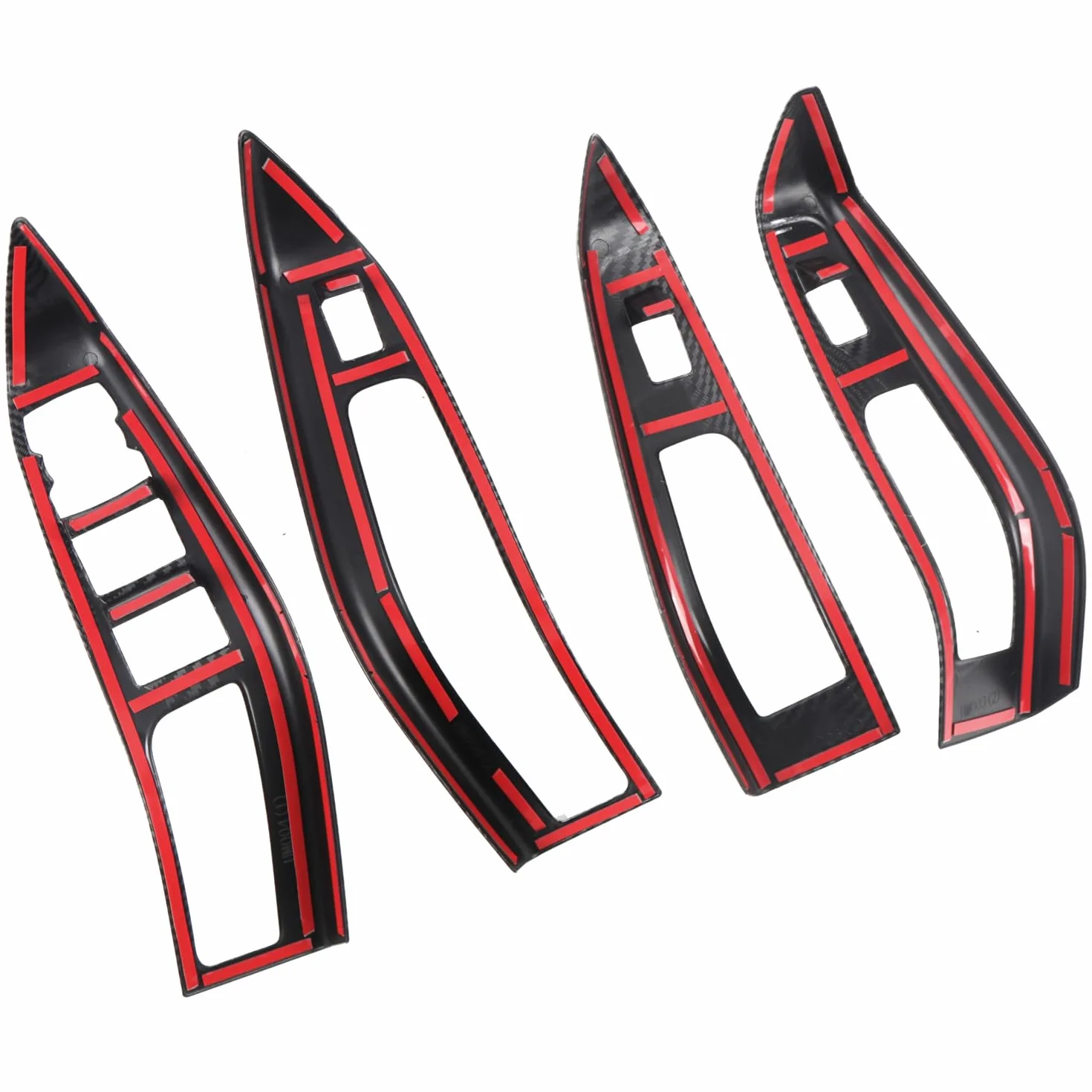 Coperture pannello interruttori porta e finestrino per Ford Puma 2019–2024 (guida a destra) – Rivestimento bracciolo effetto fibra di carbonio in 4 pezzi, compatibile con ST, ST‑Line