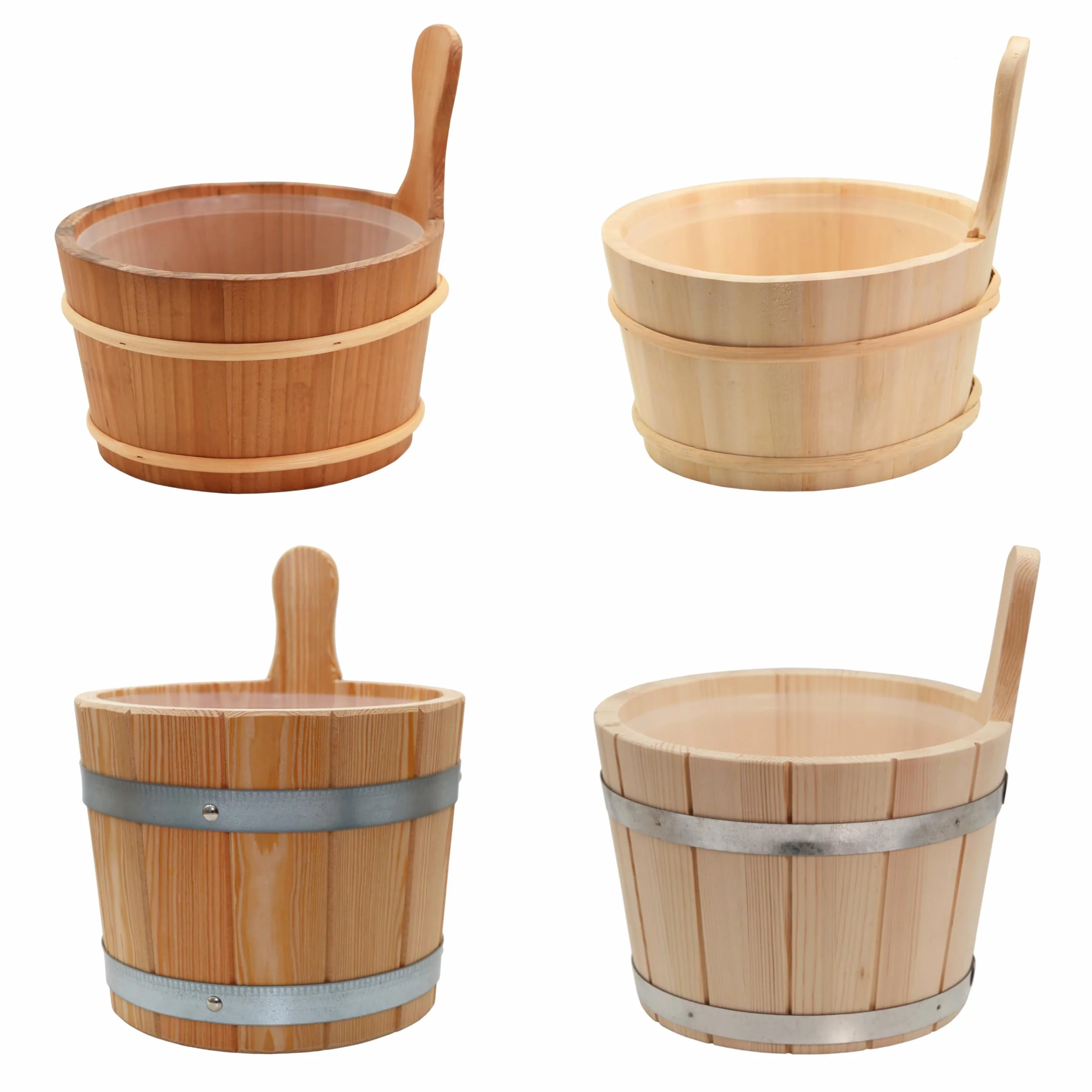 HAF® Set per sauna in larice 5 litri con inserto e mestolo 40 cm legno di pino | Secchiello resistente all'umidità | Accessori sauna