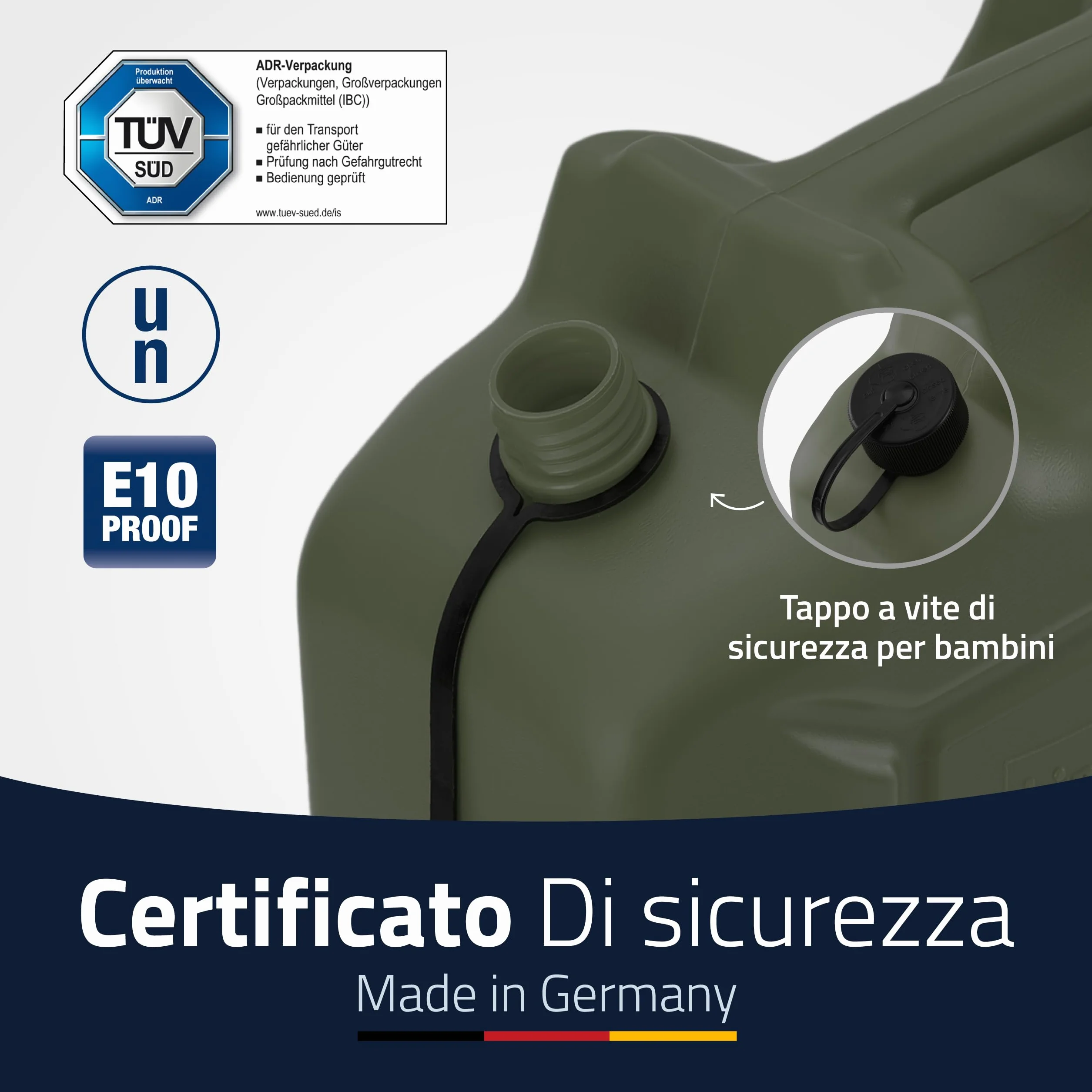 hünersdorff 802010 Tanica carburante 20 litri benzina diesel ONU Germania TÜV