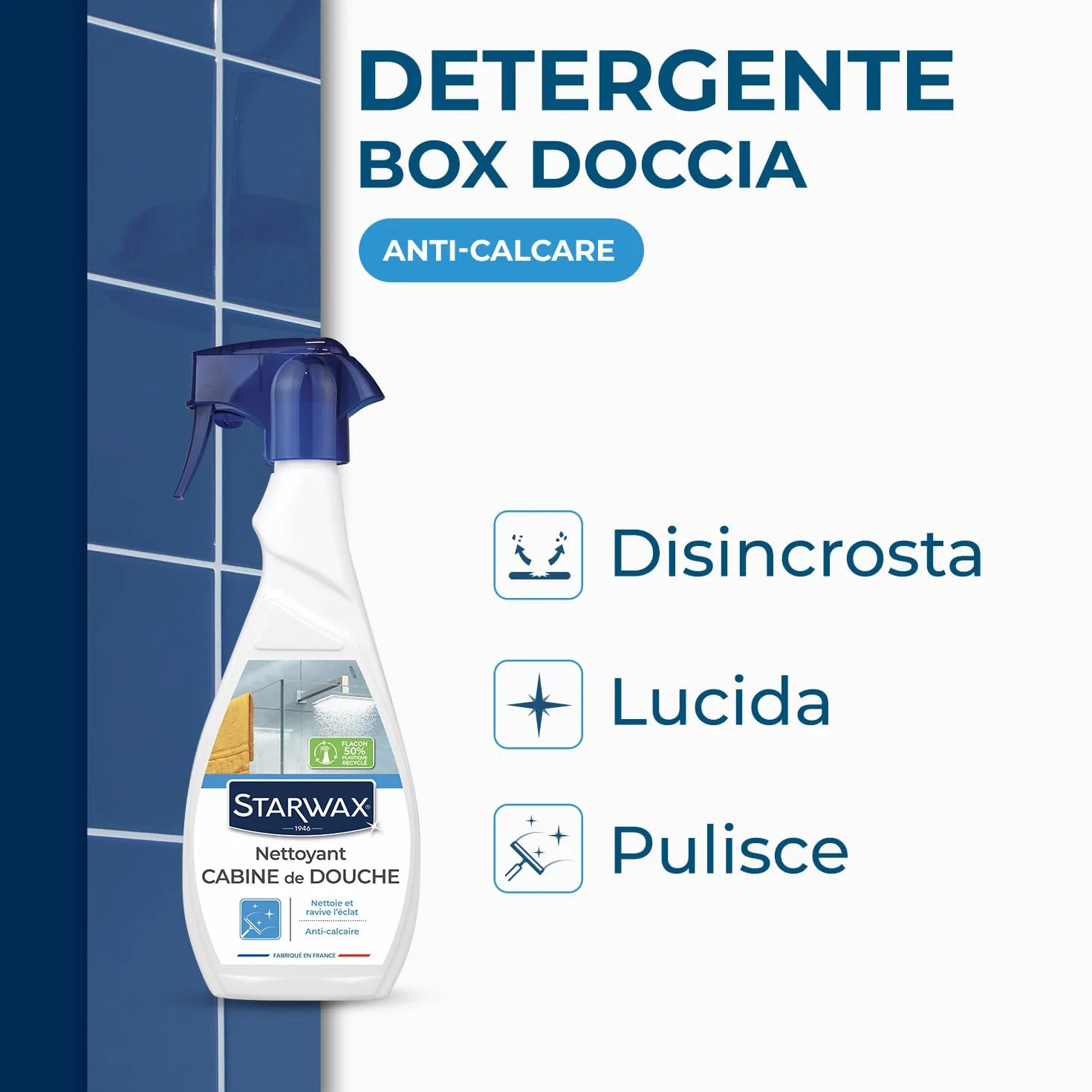 STARWAX Detergente Anticalcare Doccia Spray Multi-Superficie 500 ml