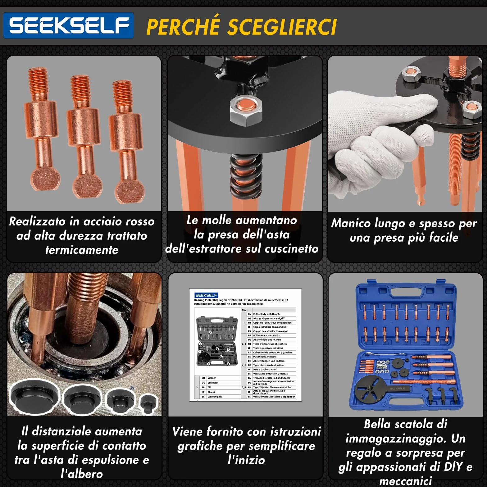 Set di Estrattori per Cuscinetti Interni, Kit Separatore, Strumento di Rimozione