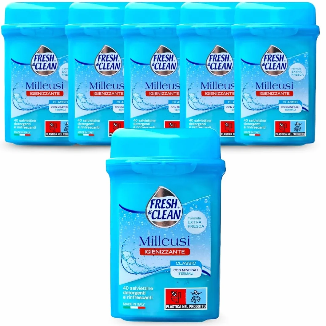 Milleusi Igienizzante Classic Salviette Detergenti 6x40 Confezioni Made in Italy
