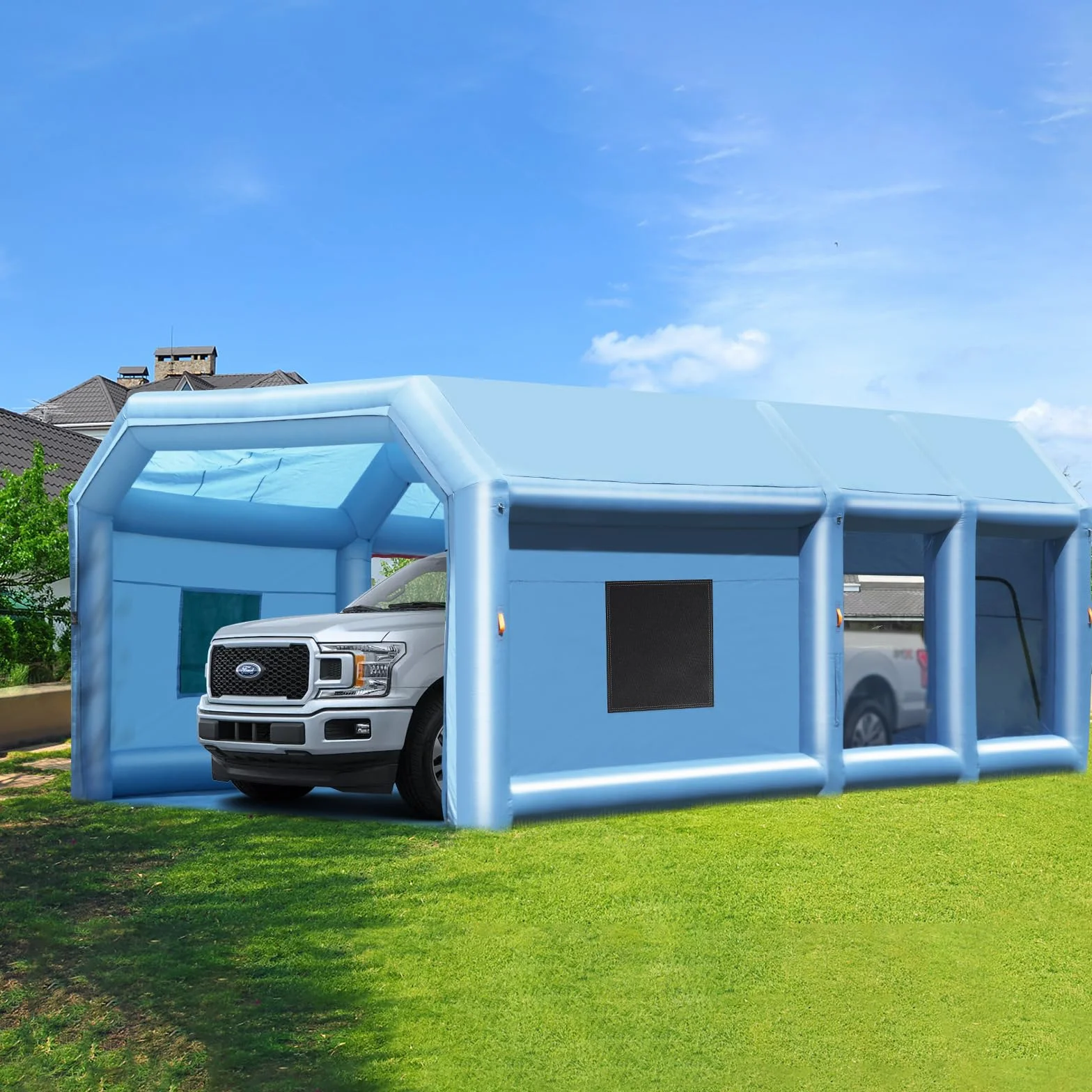 VEVOR Cabina di Verniciatura Gonfiabile, Tenda di Verniciatura Gonfiabile Portatile Potente Ventilatore, Sistema Filtro dell'Aria, Verniciatura per Auto Veicoli e Mobili 9 x 4,8 x 3,6 m, 950W + 750W